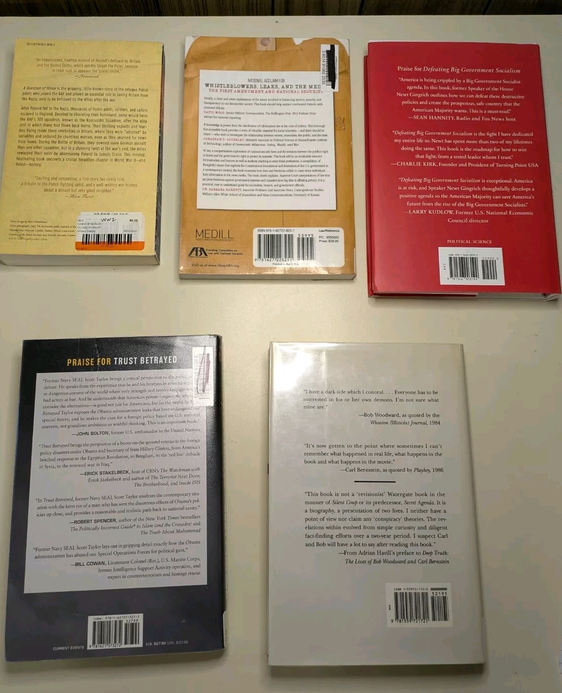 5 Political Books. Deep Truth, Trust Betrayed, Question Of Honor, Whistleblowers