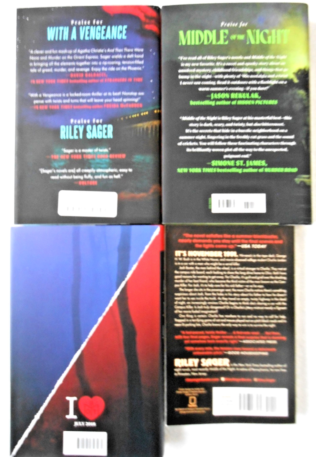 BOOKS – RILEY SAGER – FOUR BOOKS, THREE HB & ONE TPB – GREAT READS EVERY ONE!