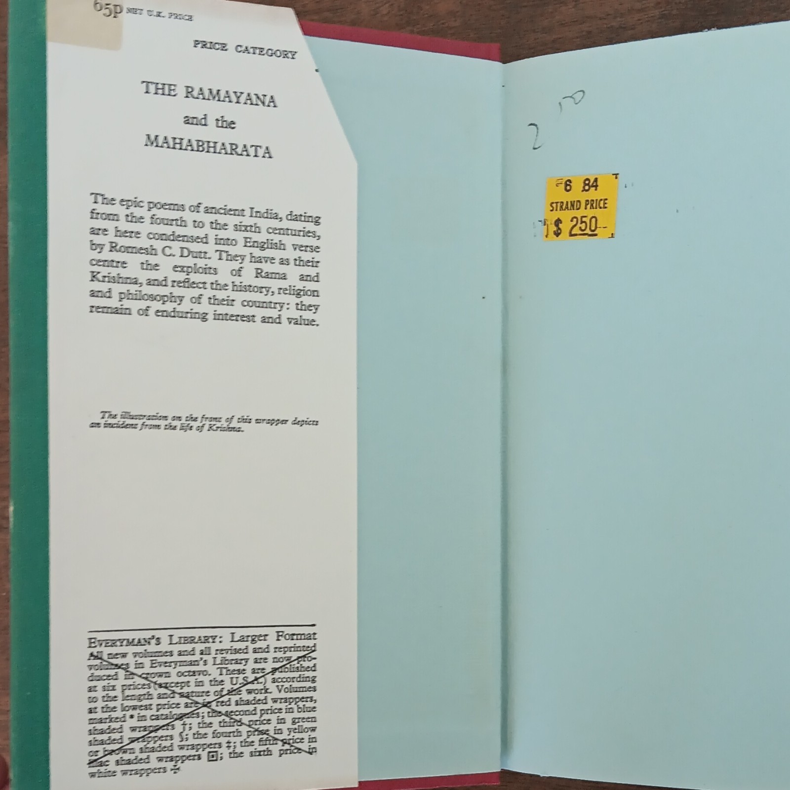 Romesh C. Dutt The Ramayana and the Mahabharata (HC, 1969) DJ Flaxman