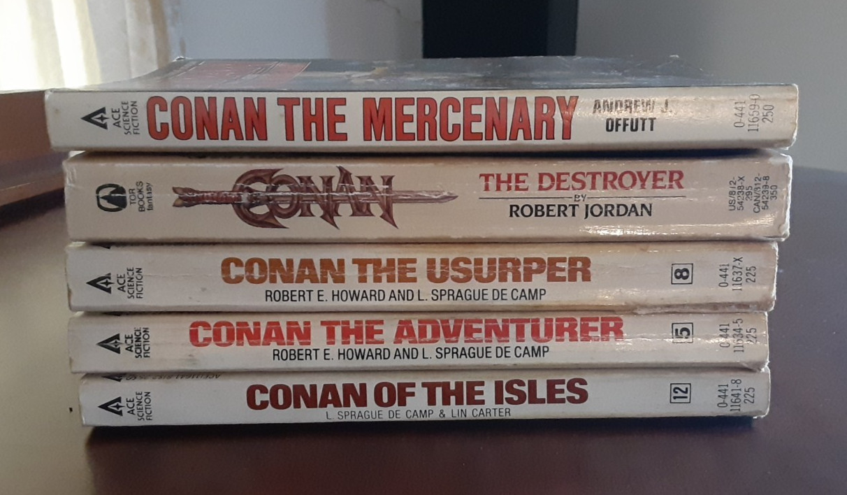 Lot of 5 Vintage CONAN Paperback Books Hyborian Age Stories Ace Sci Fi TOR