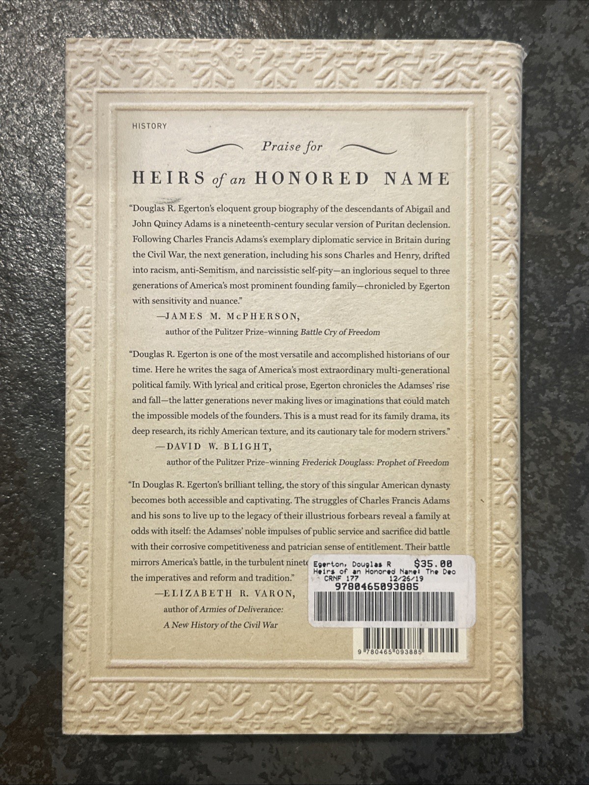 Heirs of an Honored Name: The Decline of the A… by Egerton, Douglas R Hardback