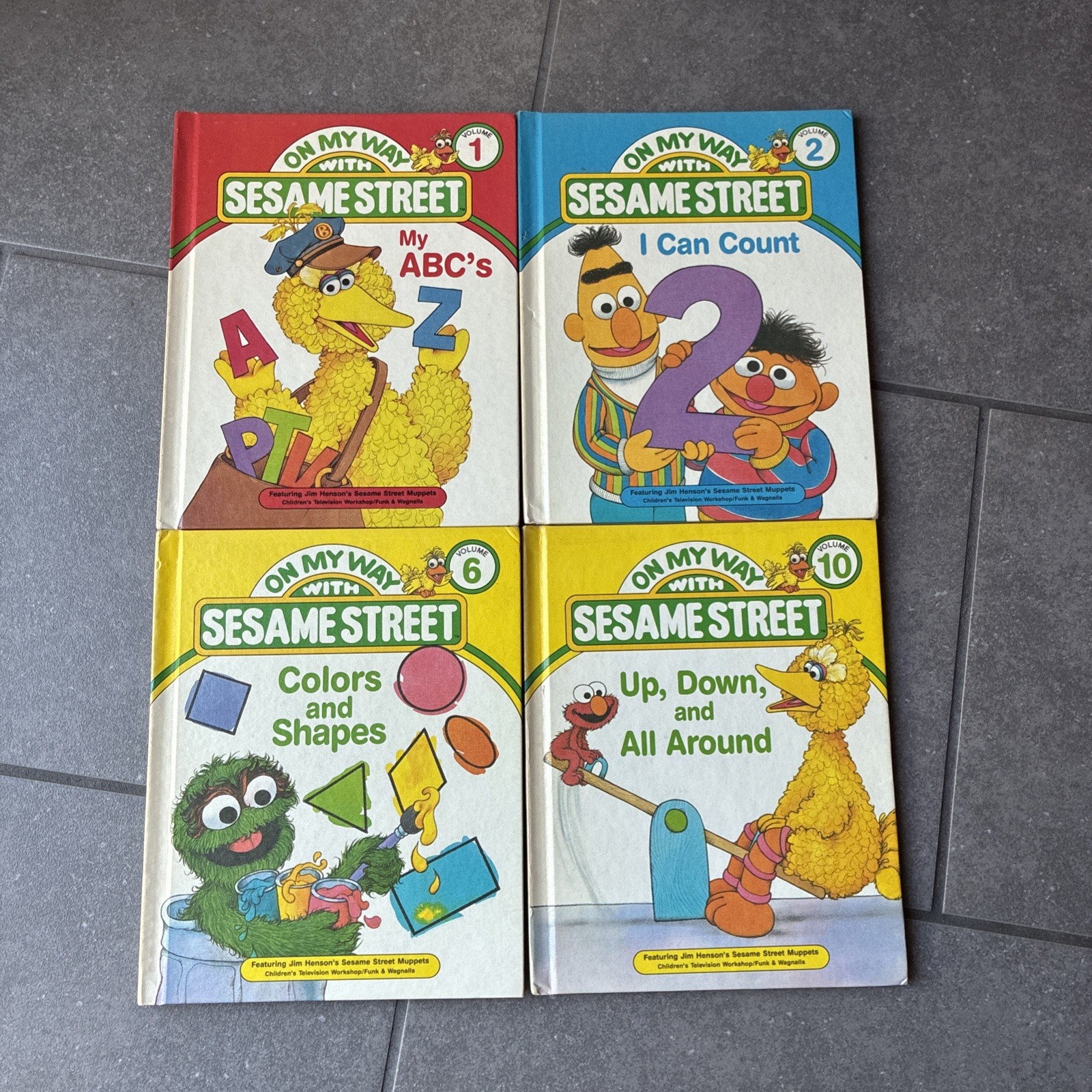 On My Way With Sesame Street, Vol. 1, 2, 6 And 10; Vintage Hardcover 1989