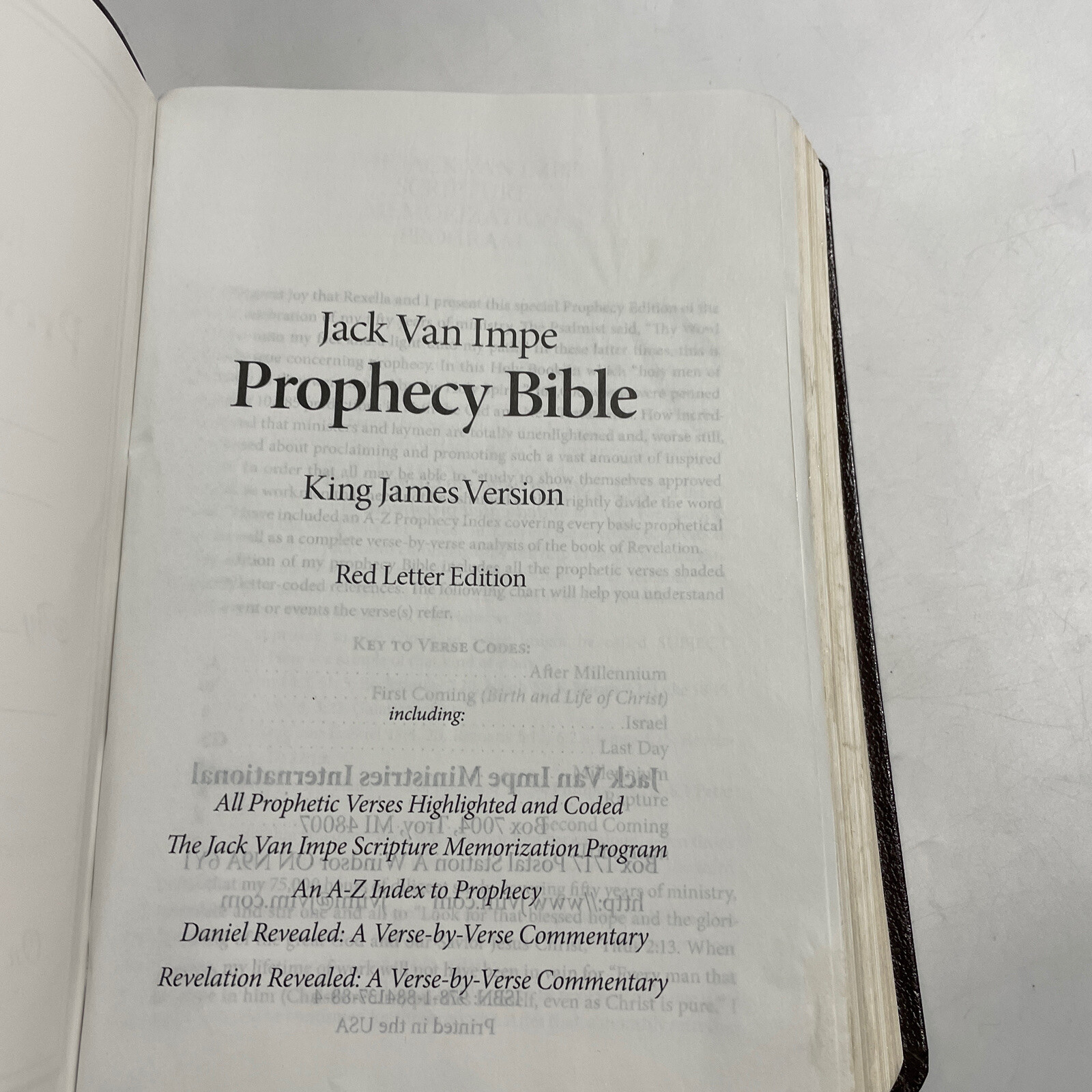 KJV Jack Van Impe Prophecy Bible Burgundy Leather Red Letter Limited Edition