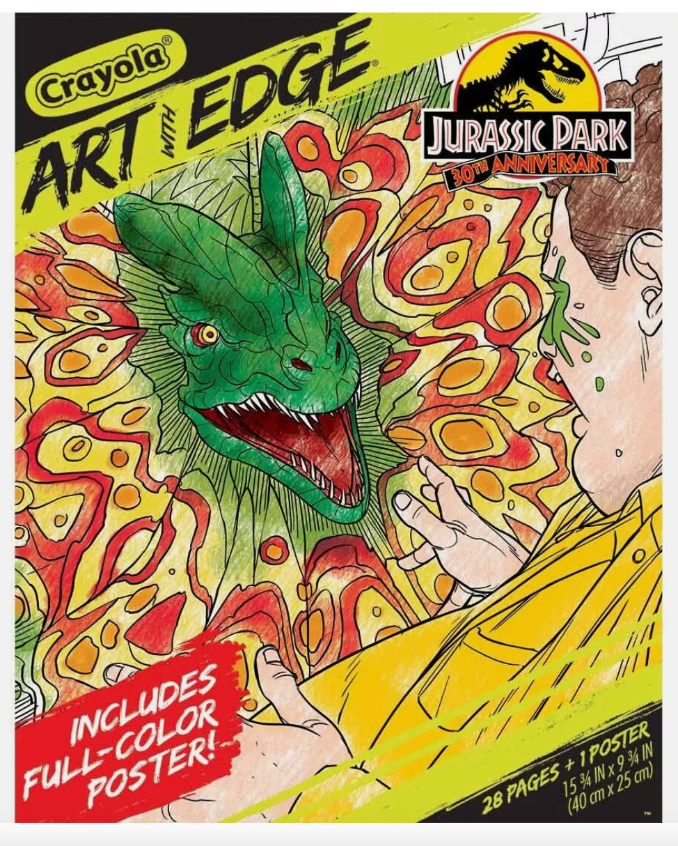 Crayola Art with Edge Jurassic Park 30th Anniversary NEW 28 Pages + 1 Poster