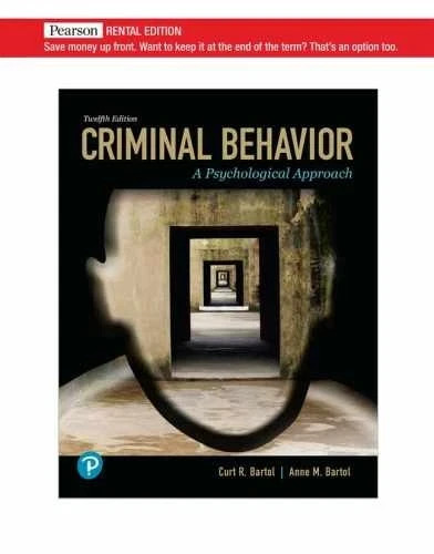 Criminal Behavior: A Psychological – Paperback, by Bartol Curt R.; – Very Good