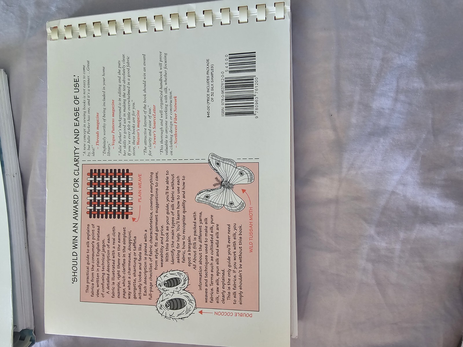 All About Wool /Cotten /Silk by Julie Parker Paperback 3 Book Set All SwatchesVG