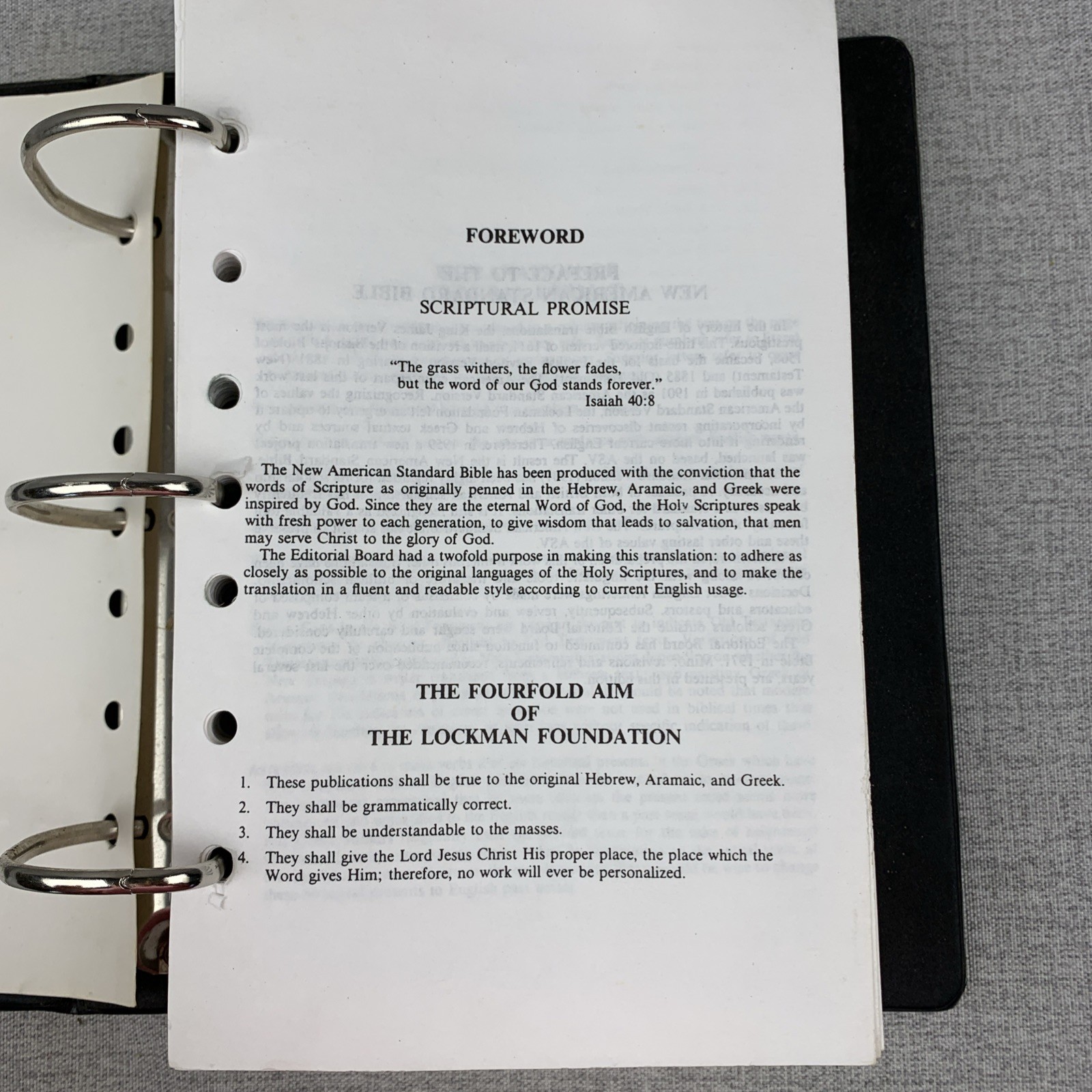NASB Loose Leaf Bible Old Testament Only Christian Life Focus System