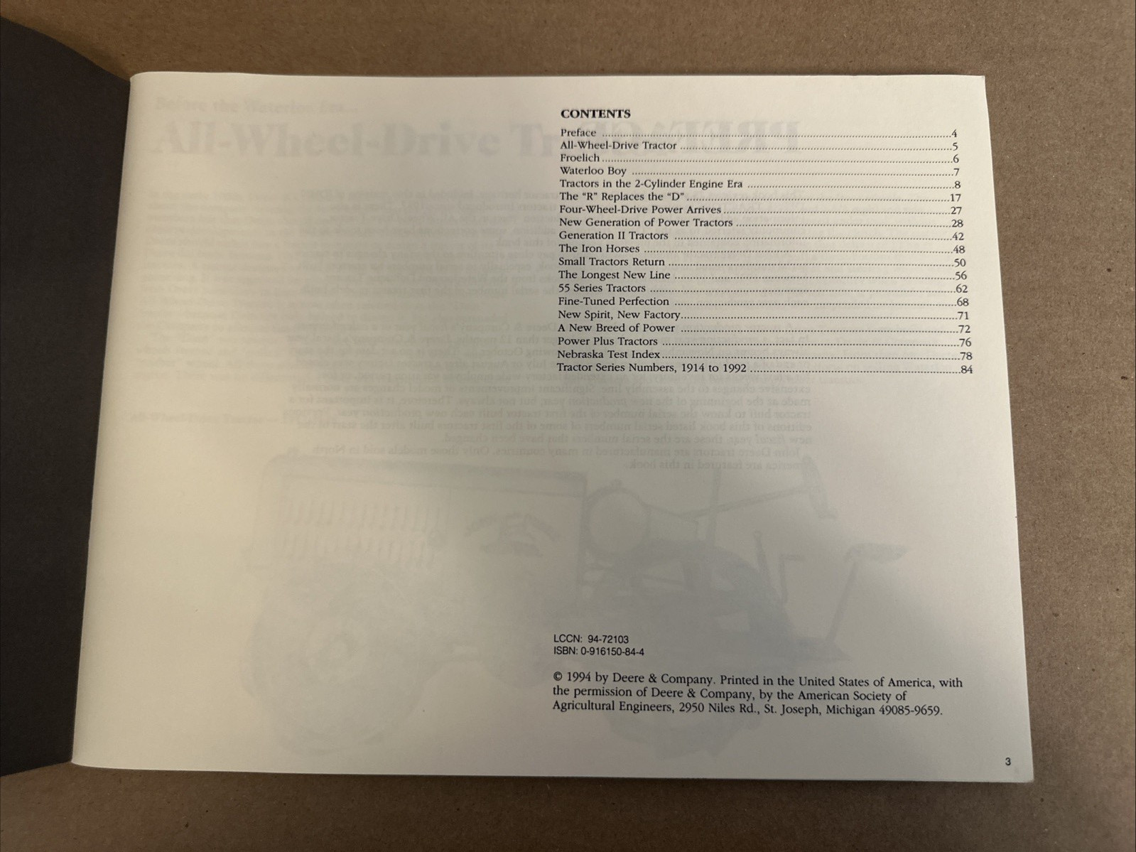 John Deere Tractors 1918-1994, American Society of Agri. Engineers, softcover