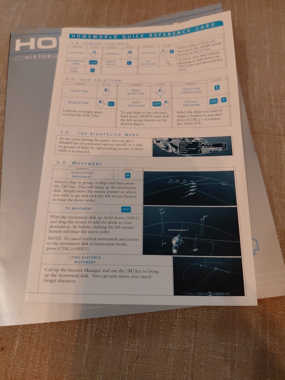 HOMEWORLD: Historical & Technical Briefing Manual PC (SIERRA 1999) 114 Pages