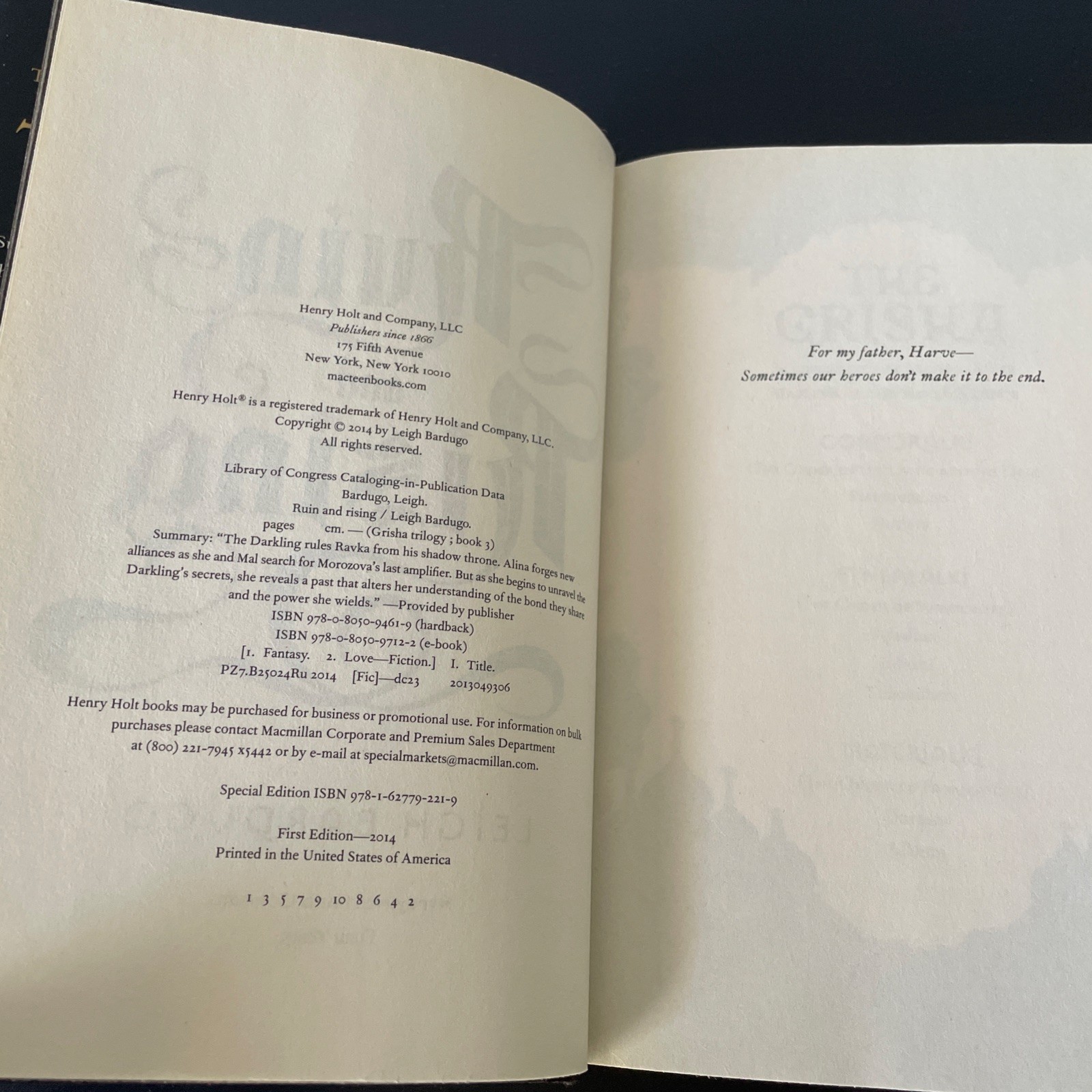 Ruin and Rising by Leigh Bardugo 2014 Exclusive Collectors Edition Hardcover 1ST