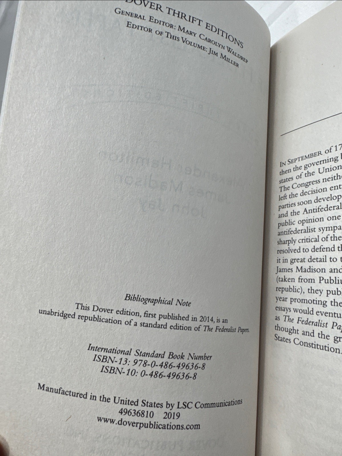Lot of 2 Declaration of Independence w Short Biographies & The Federalist Papers