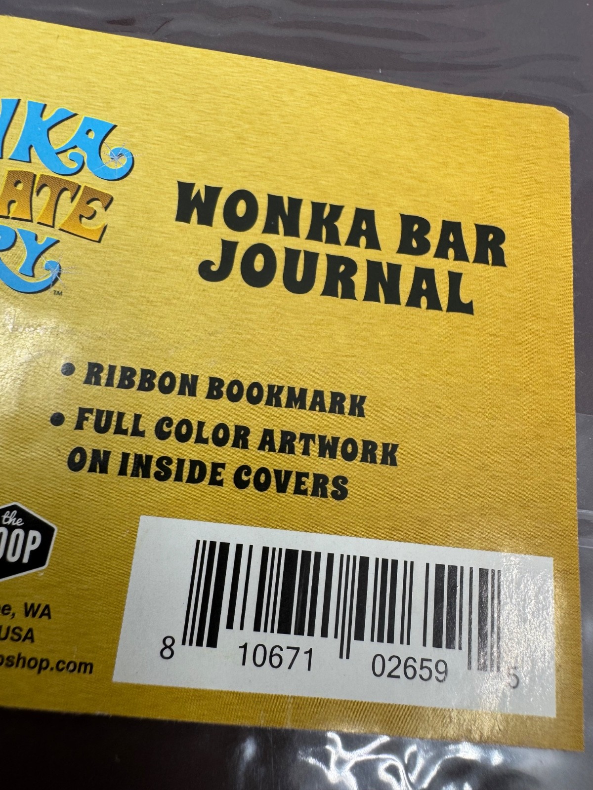 THE COOP- WILLY WONKA WONKA BAR WITH GOLDEN TICKET- HARDCOVER JOURNAL-232 pages