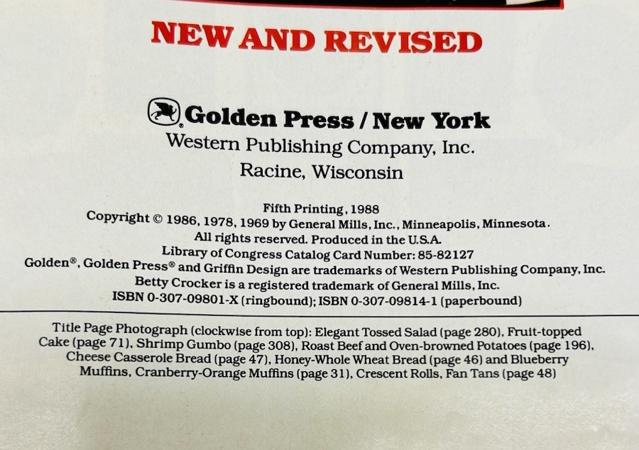Betty Crocker’s COOKBOOK 5th Printing 1988 HC Ringbound Edition Golden Press