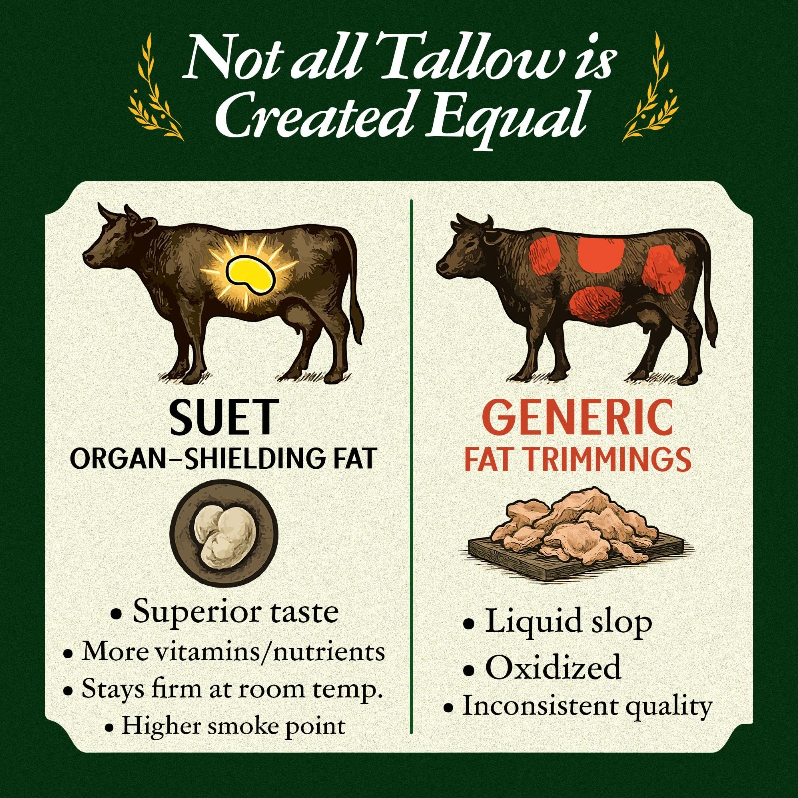 Grass-Fed Beef Tallow, Pasture Raised, Nutrient-Rich Suet, 14oz Glass Jar