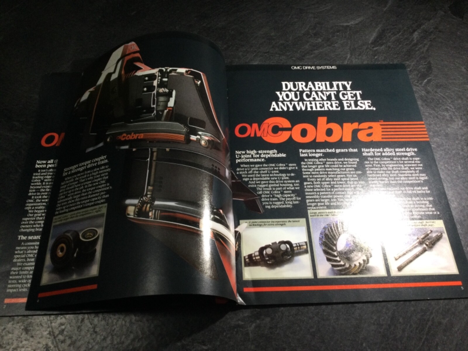 1985 OMC Cobra Stern drive Brochure Catalog 2.5L 3.0L 4.3L 5.0L 5.7L V8 4 cyl V6