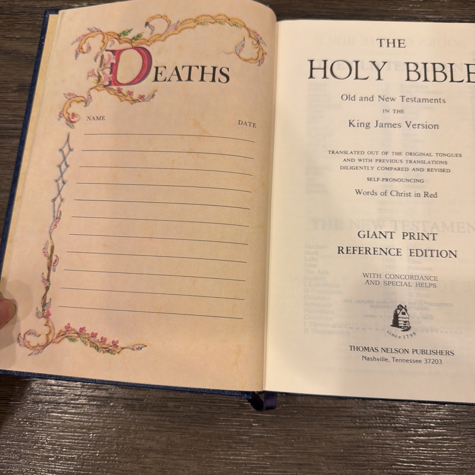 Vintage 1976 Thomas Nelson KJV Holy Bible Giant Print Reference Red Letter Blue