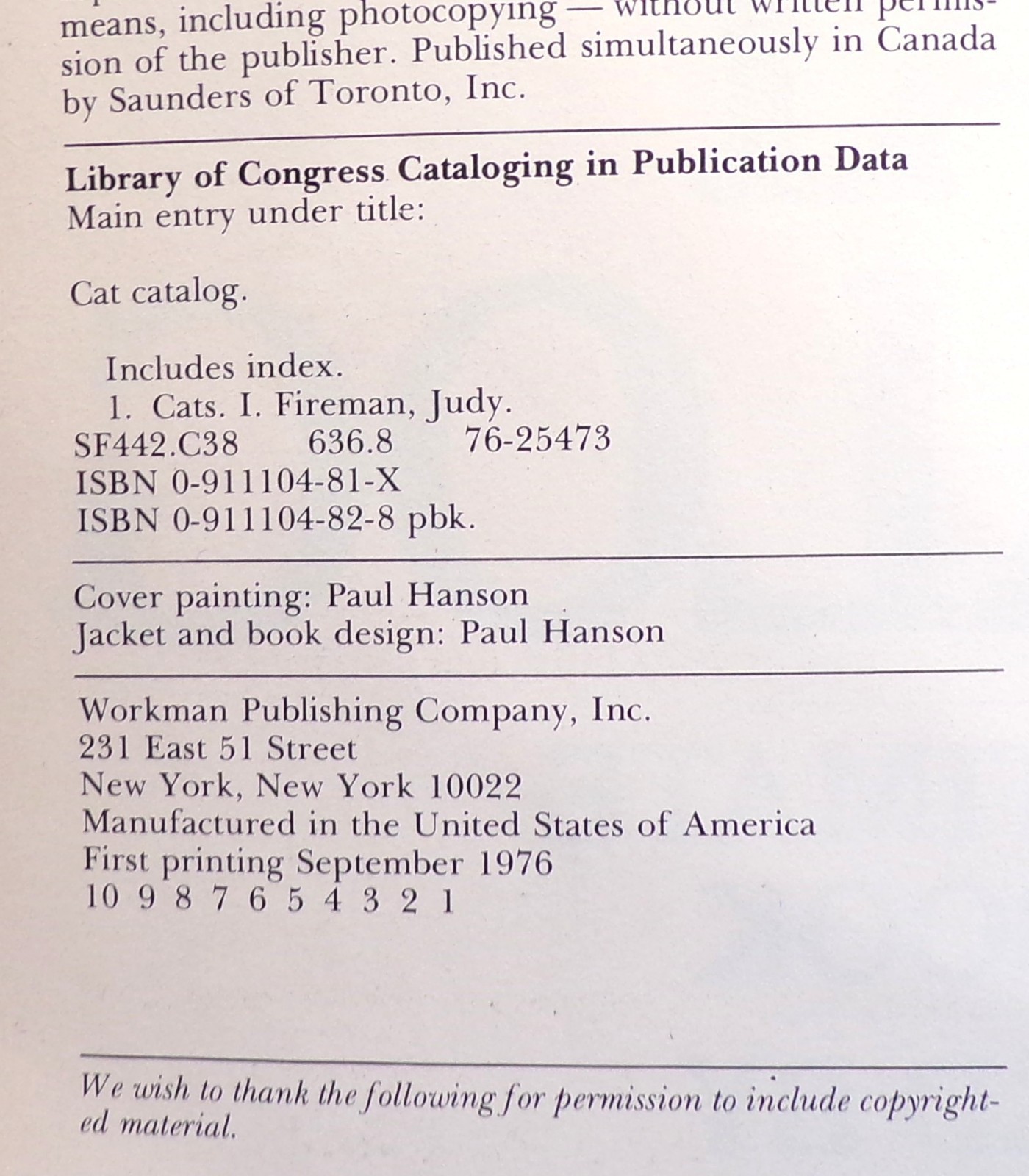 „Cat Catalog“, The Ultimate Cat Book, Large „Very Good“ 1st Ed. Book, 352 pages