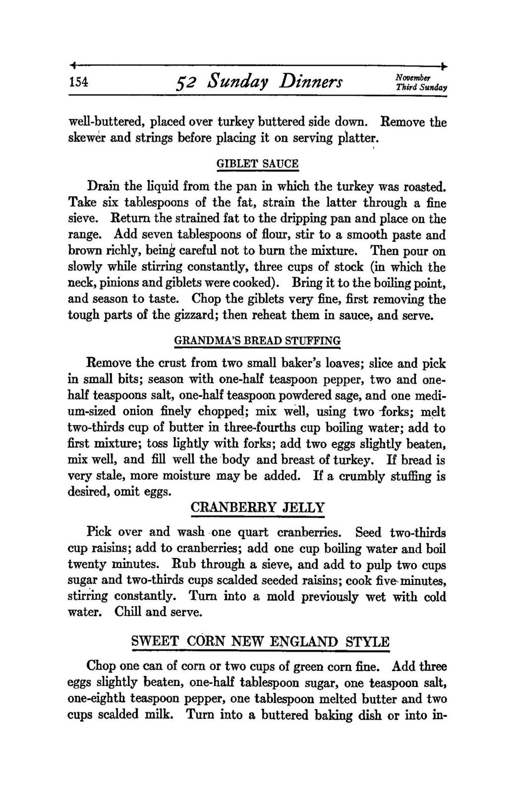 1913 Fifty Two Sunday Dinners Cook Book 191 Pages