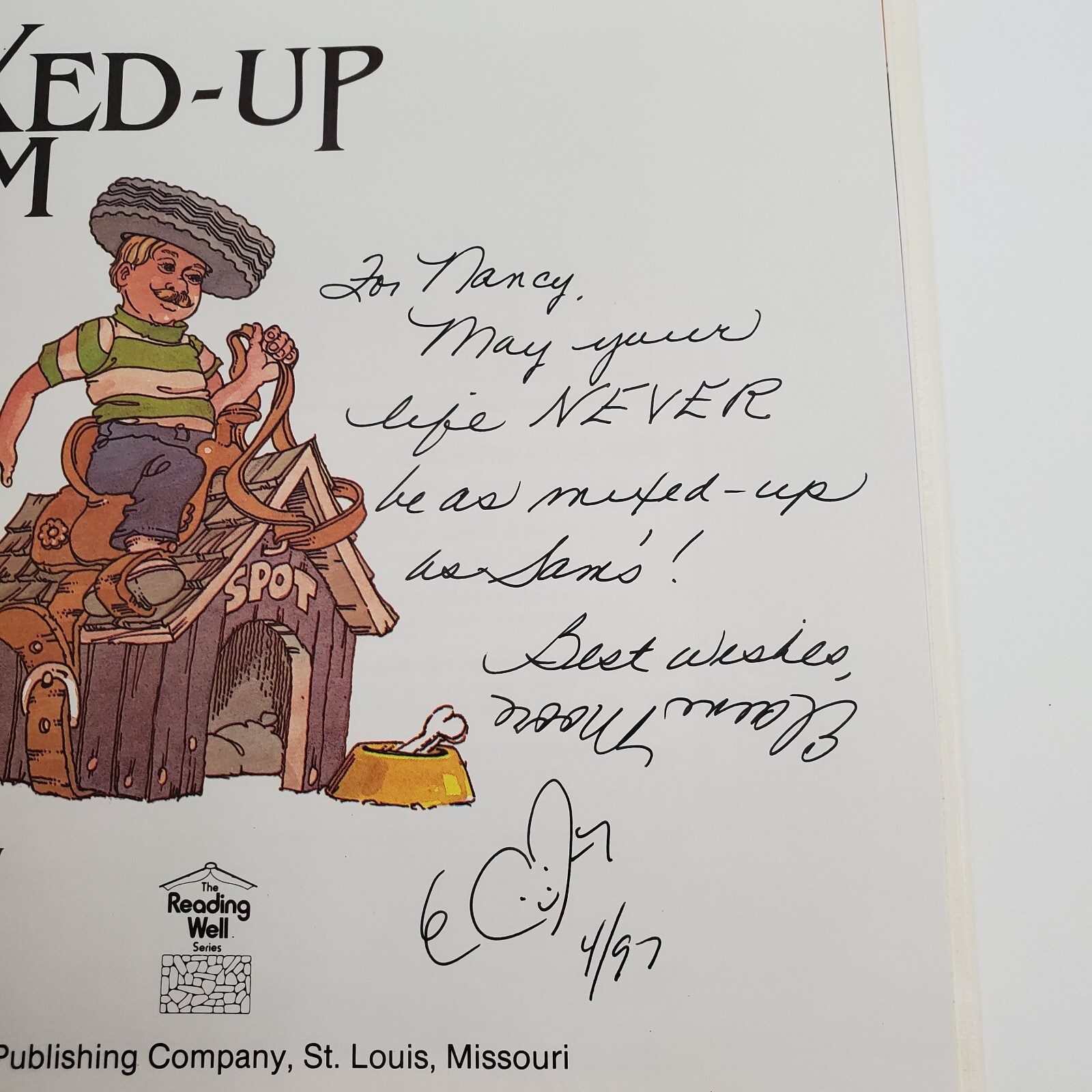 Signed w Art HBDJ Book MIXED UP SAM Elaine Moore To Nancy Hardback Autographed