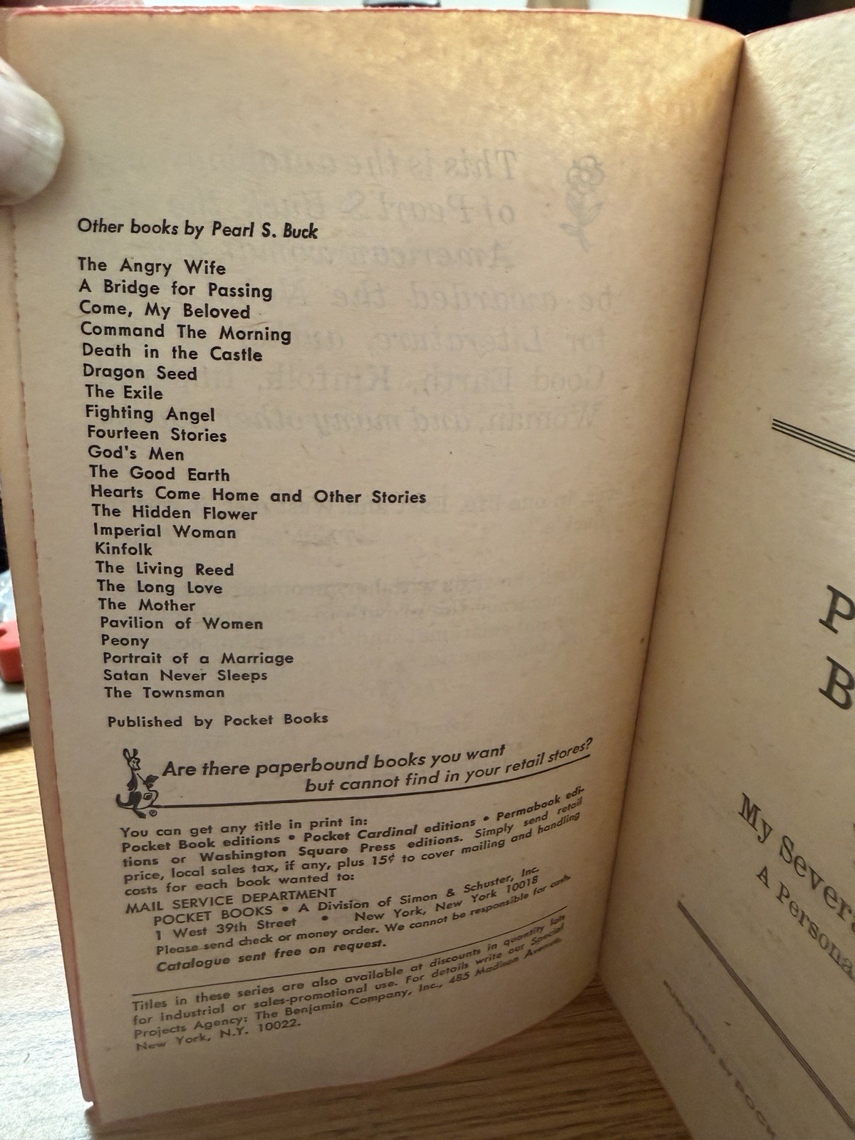 Pearl S. Buck My Several Worlds Paperback Pocket Books 1956 Vintage