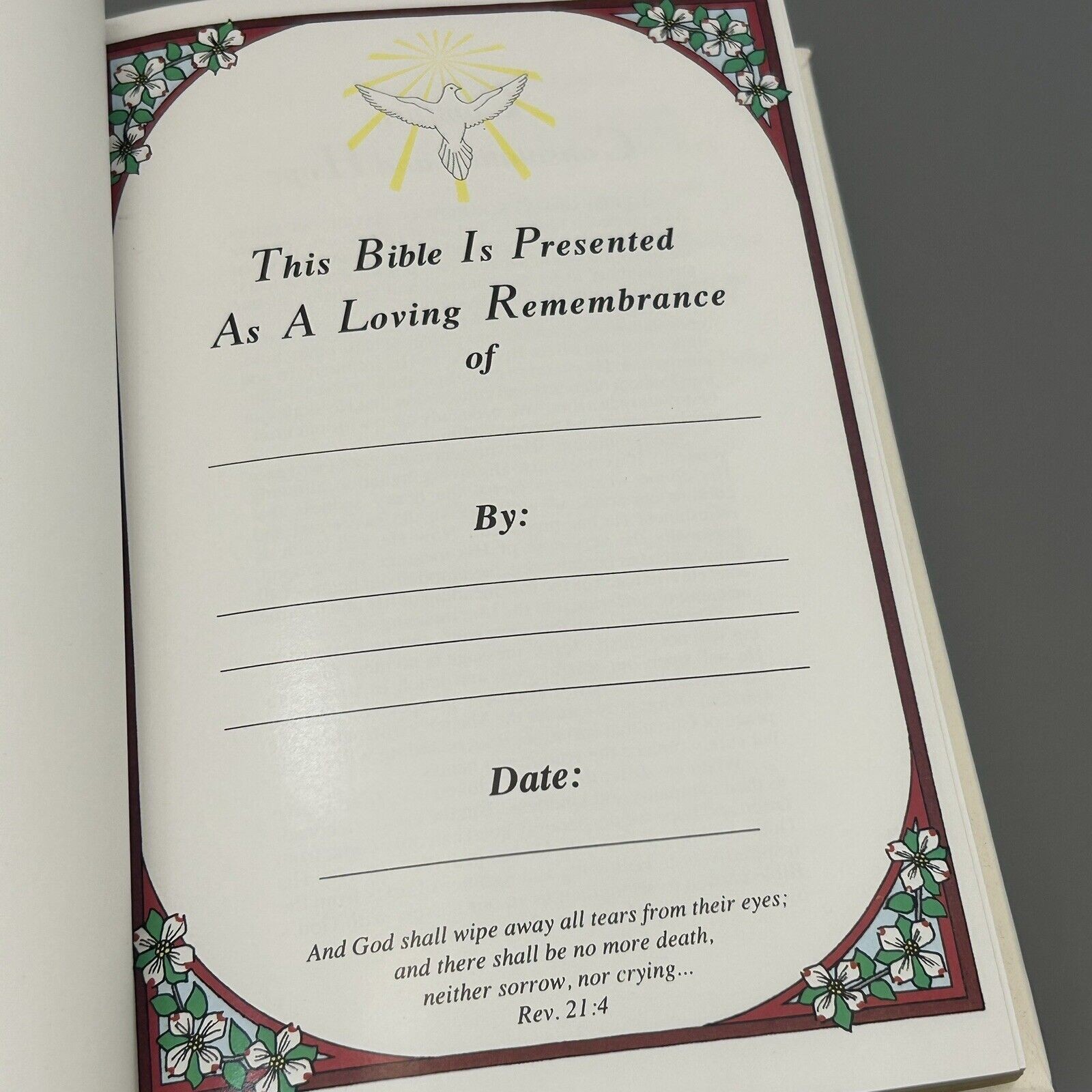Holy Bible Dove Of Peace Edition KJV Illustrated White Hardcover Faux Leather