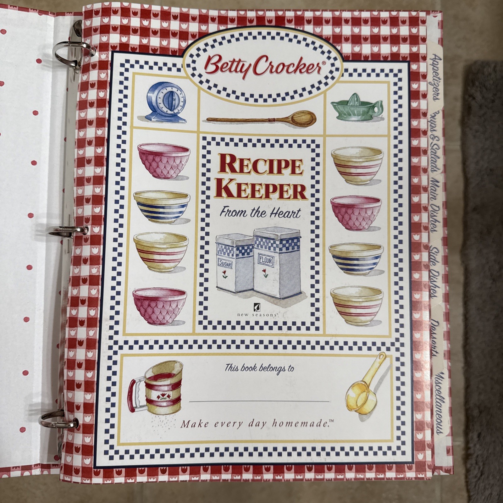 Betty Crocker Recipe Keeper From the Heart Deluxe Recipe Binder New