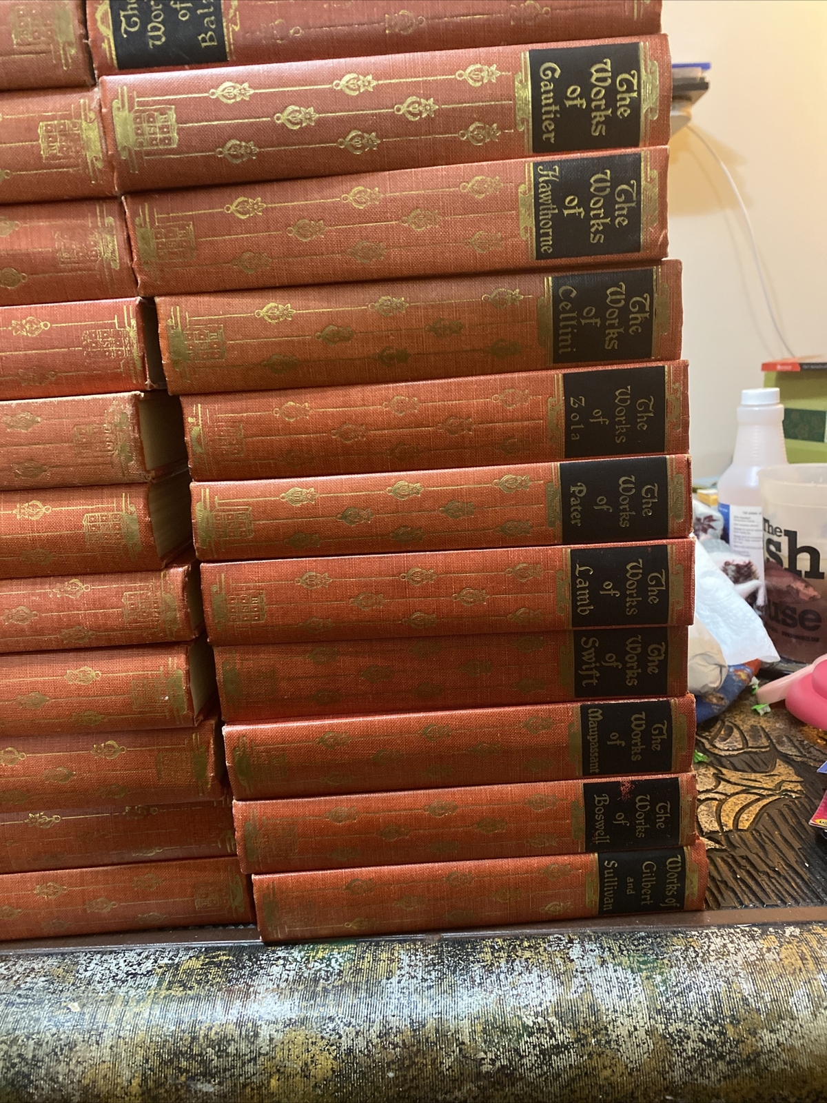 CLASSICS LOT OF 23 “THE WORKS OF“ LACK’s READERS SERVICE CO BOOKS, RED COVER