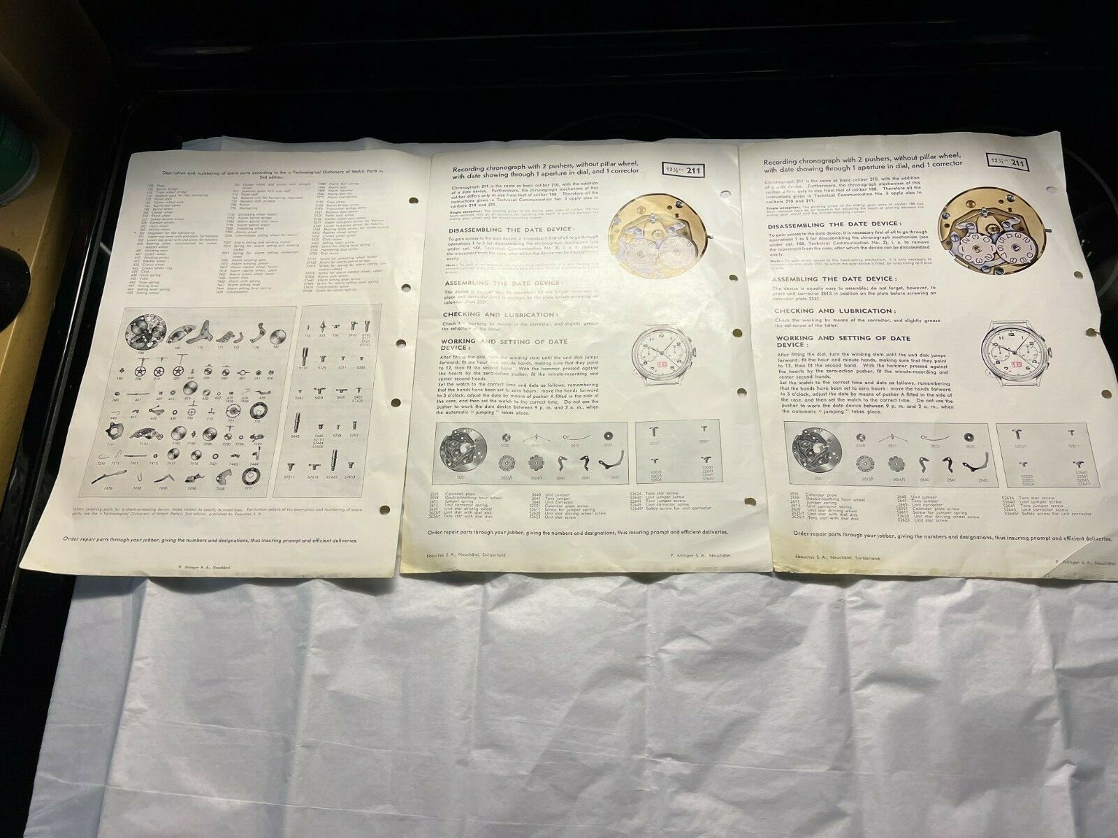 Watch Repair Technical Communication Guides Ebauches S.A ESA Lot of 3 Pamphlets