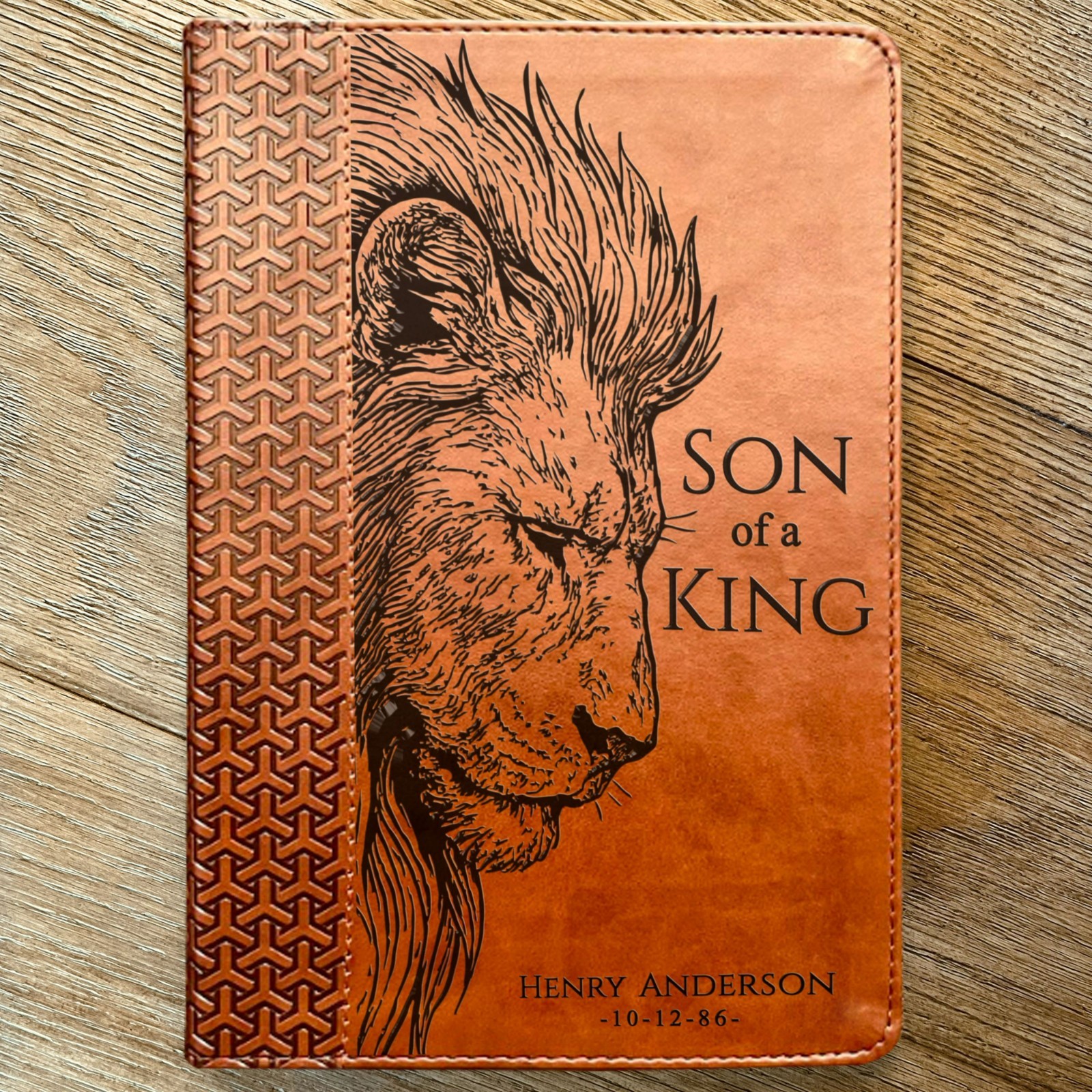 Personalized KJV Study Bible, Son of a King Lion Design, Custom Name Engraved