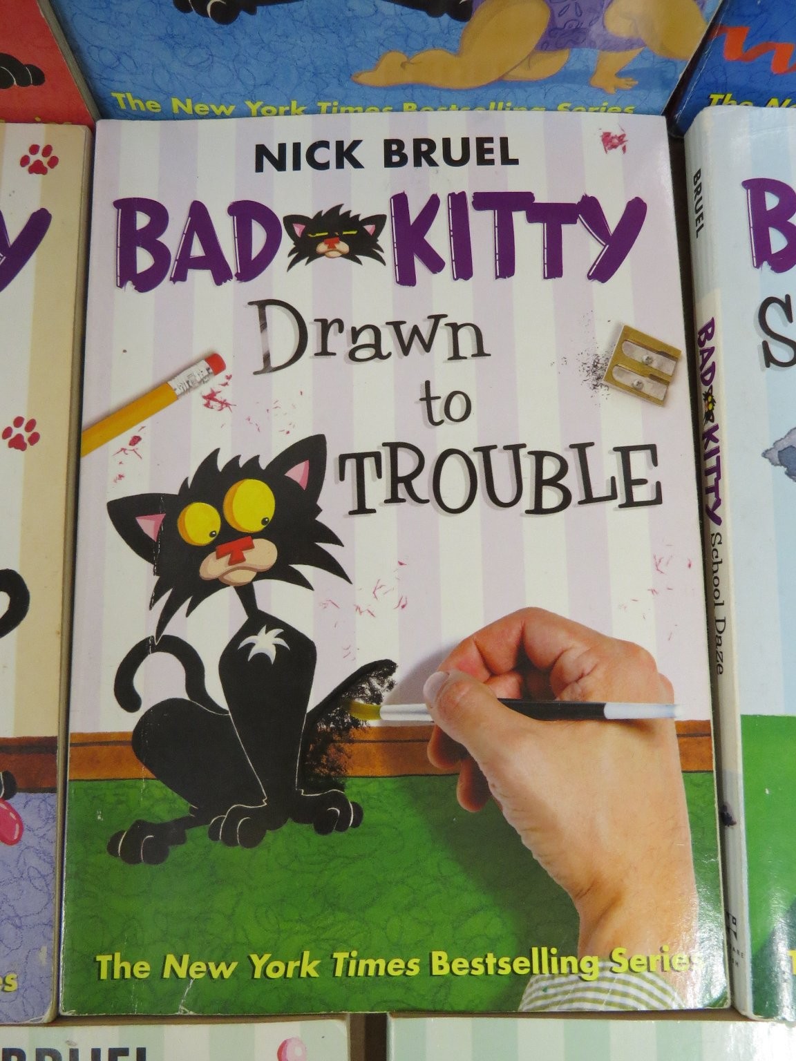 Bad Kitty 8 Book Lot Nick Bruel School Daze President Bath Humor Square Fish