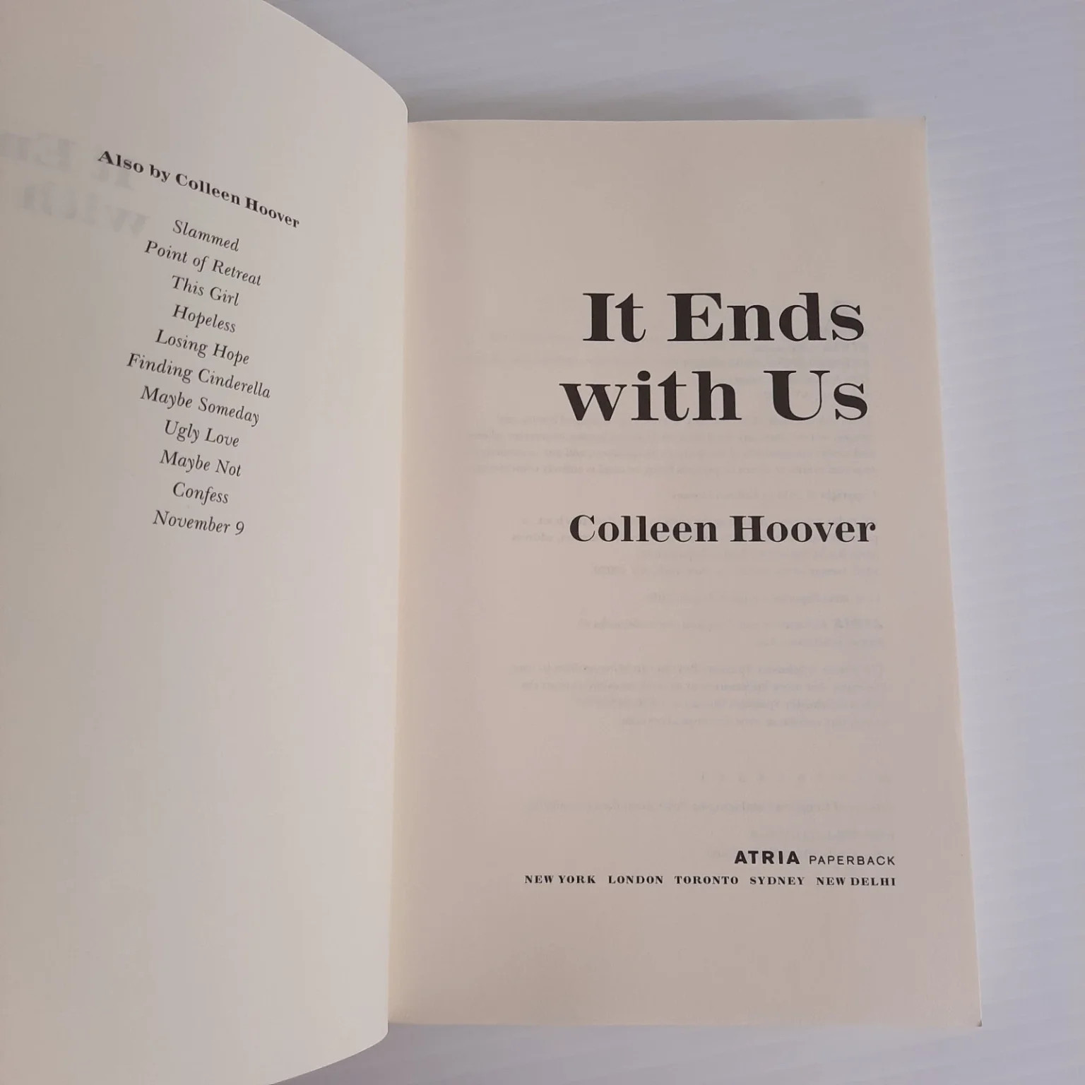 It Ends With Us Colleen Hoover 2016 First Atria Paperback Edition Romance Novel