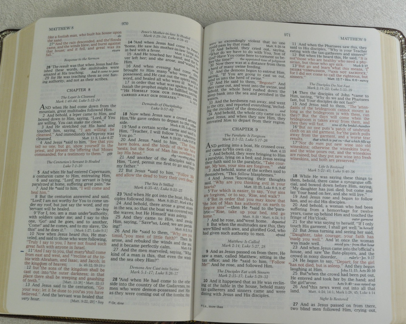 The Open Bible Expanded Edition NASB Brown Genuine Leather RL 1985 Nelson 976BR
