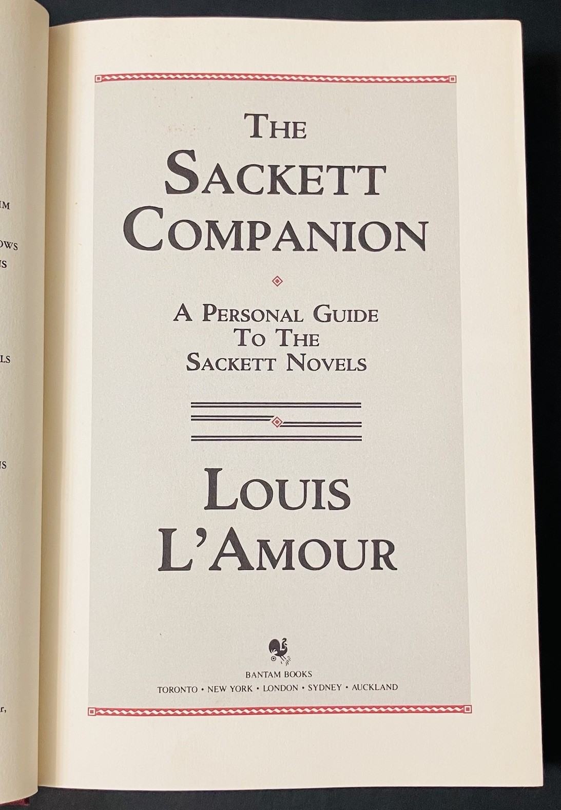 Louis L’Amour The Sackett Companion HC DJ 1988 1st Print Bantam Vintage Western