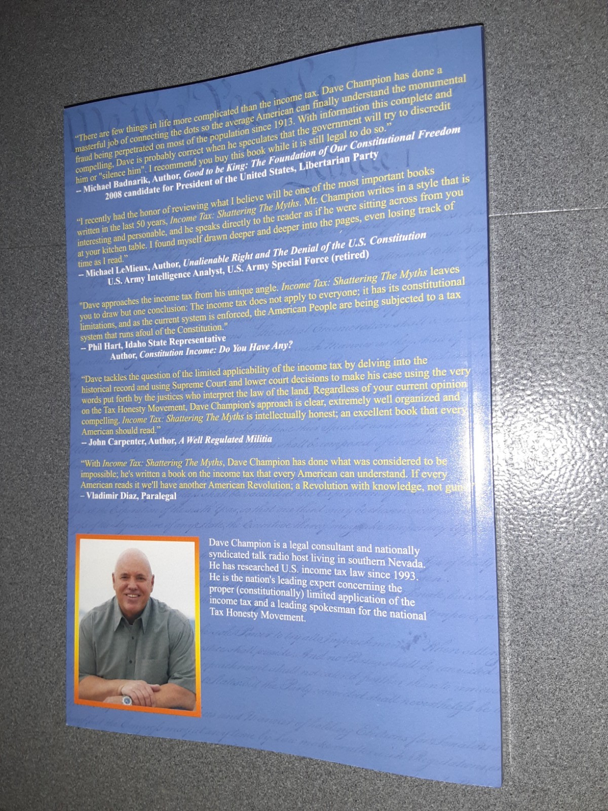 Income Tax: Shattering The Myths – Dave Champion – Paperback Book – New 2012