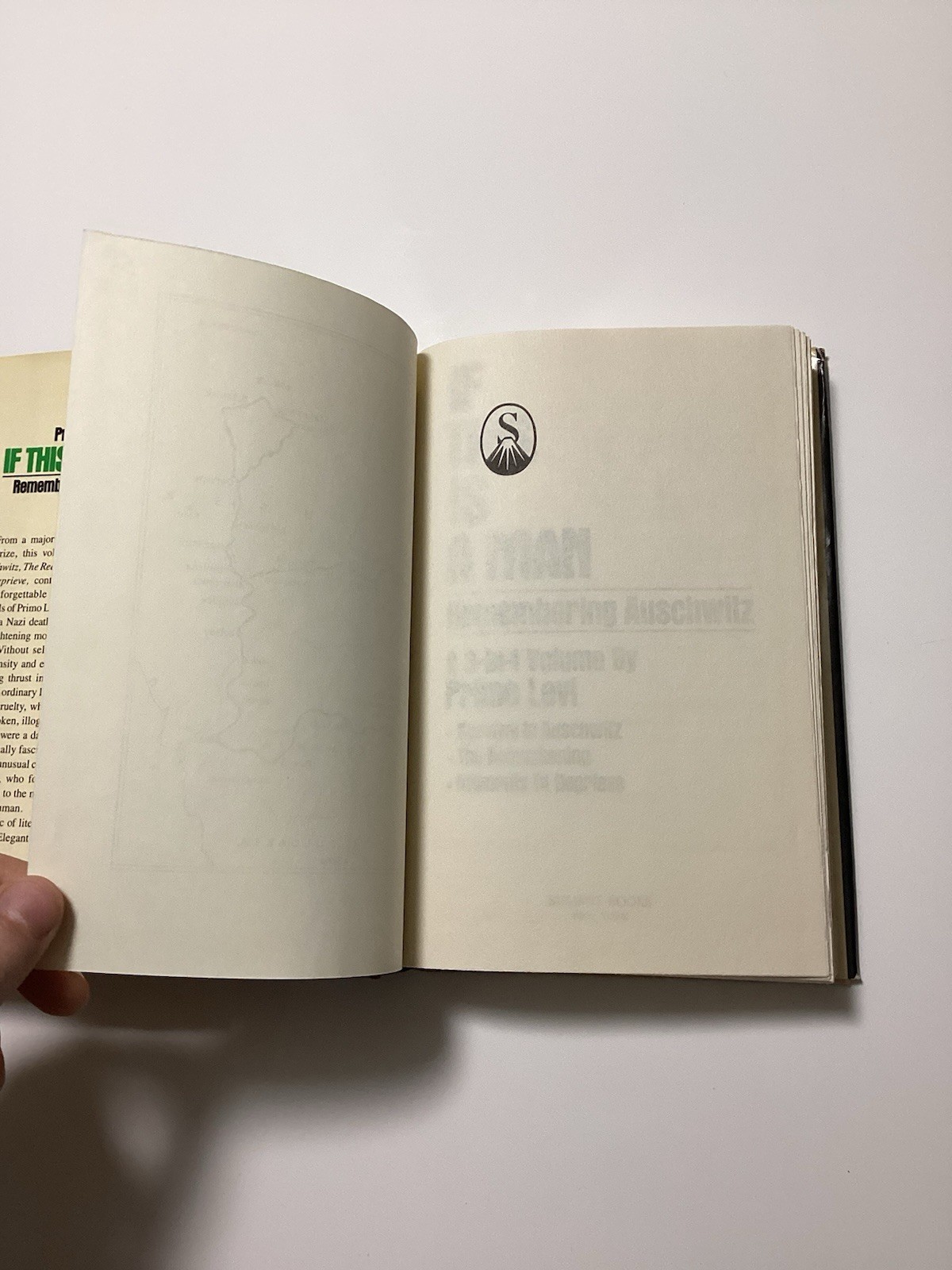 If This Is A Man Remembering Auschwitz A 3-In-1 Volume By Primo Levi 1986