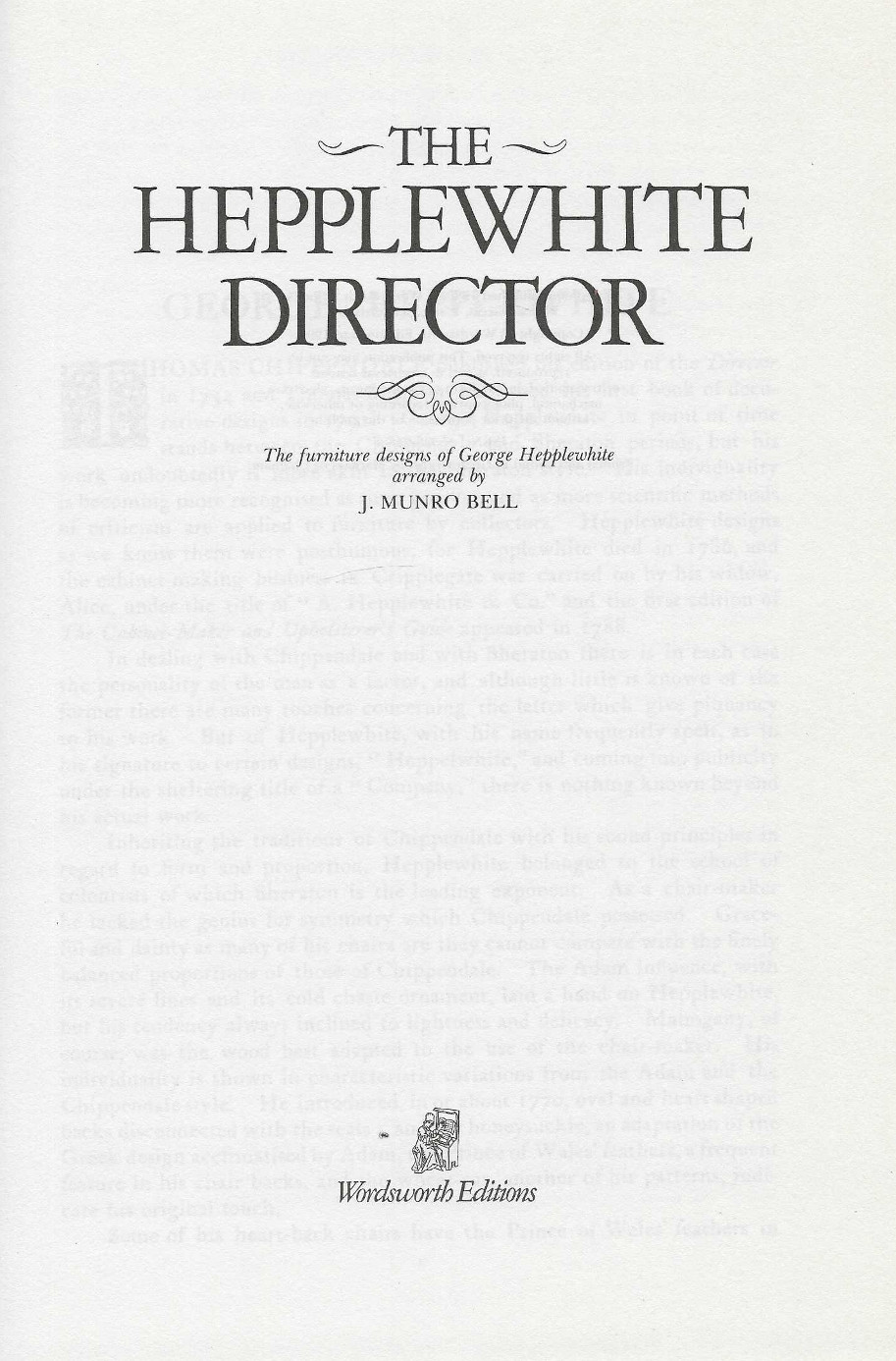 George Hepplewhite 300 Georgian Furniture Designs Directory 1700s Repr HC/DJ VG+