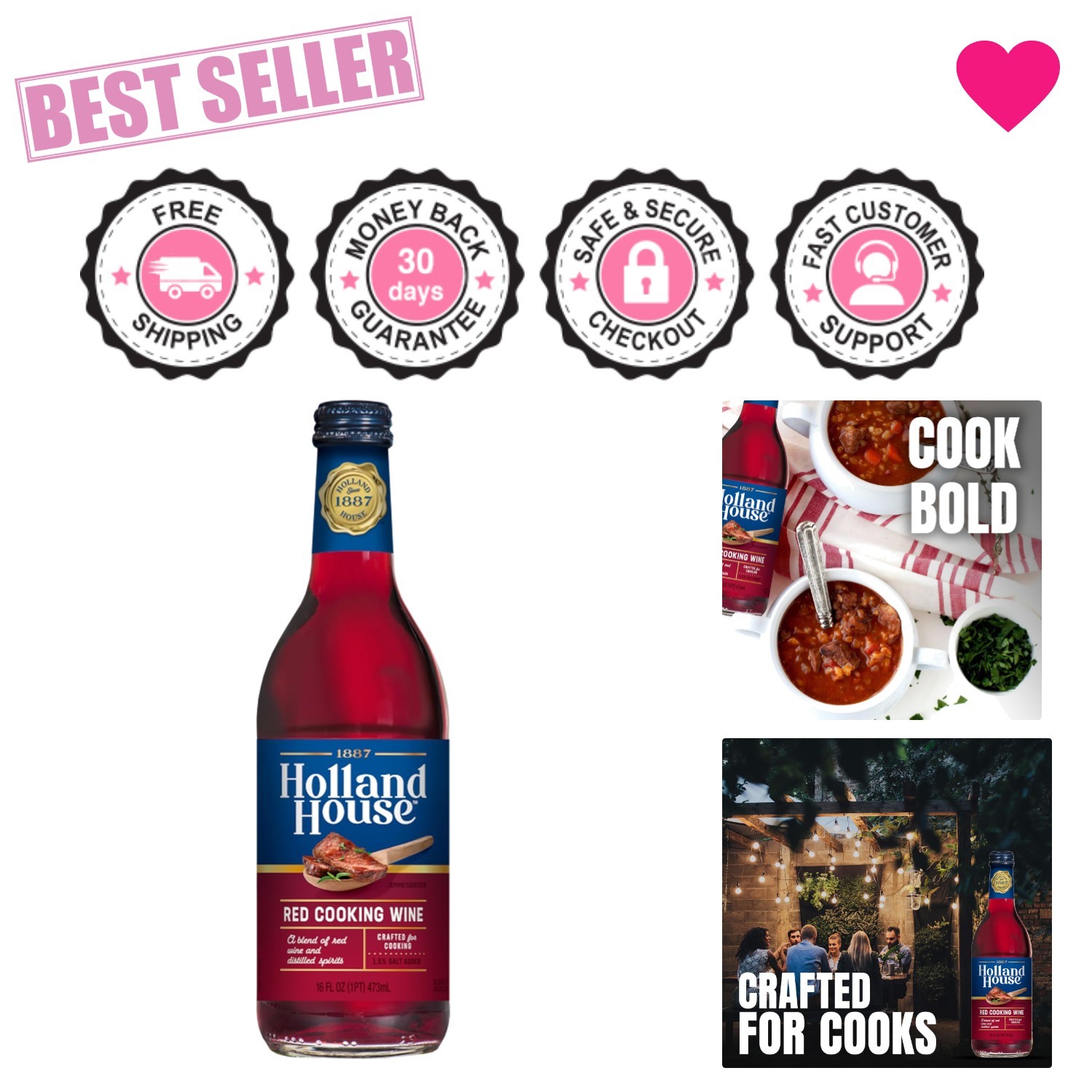 Elevate Your Dishes with 16 FL OZ Red Cooking Wine – Gluten-Free & Vegetarian