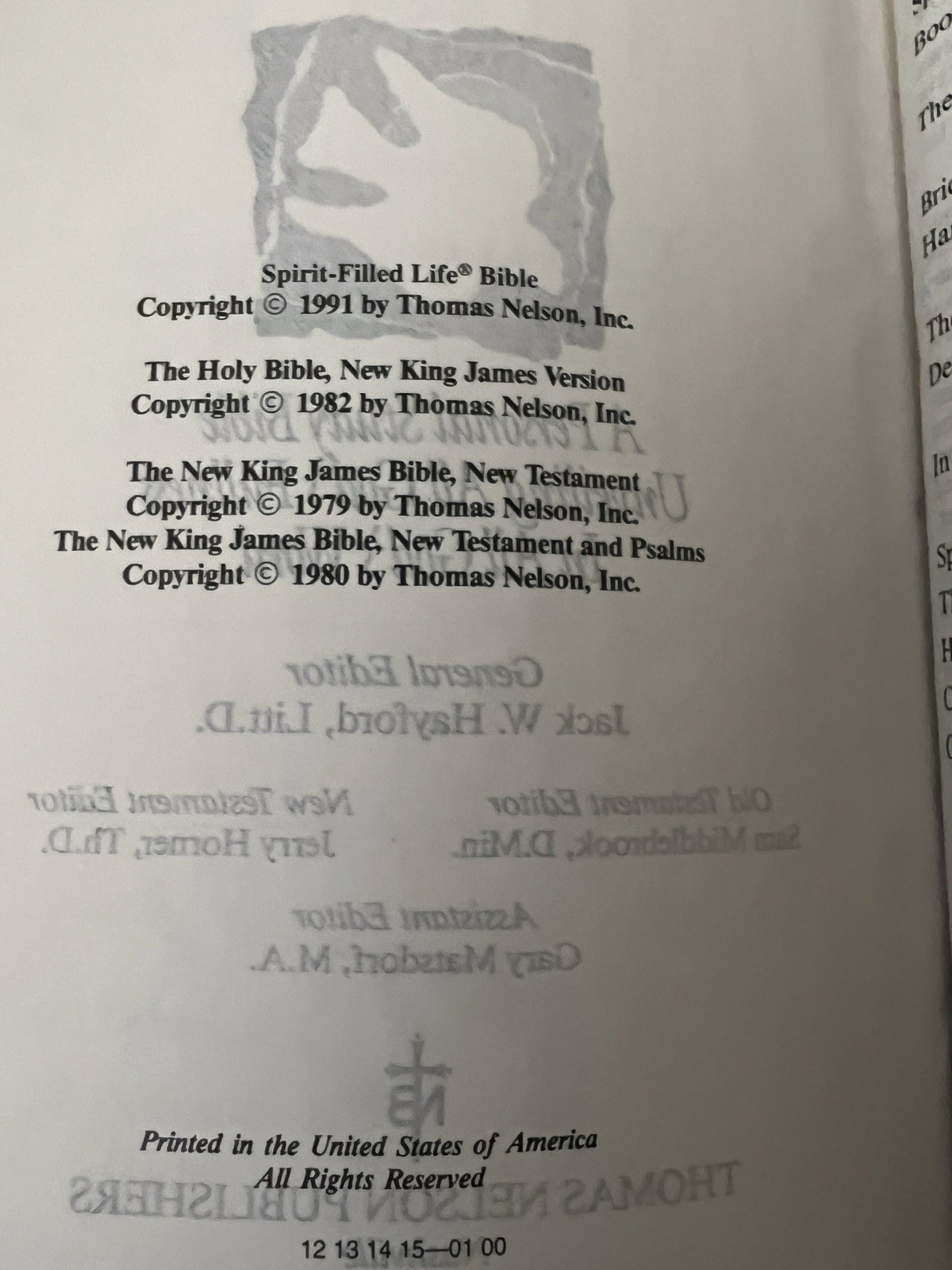Spirit Filled Life Bible Nelson 2255BG Bonded Leather NKJV Red Letter 1991