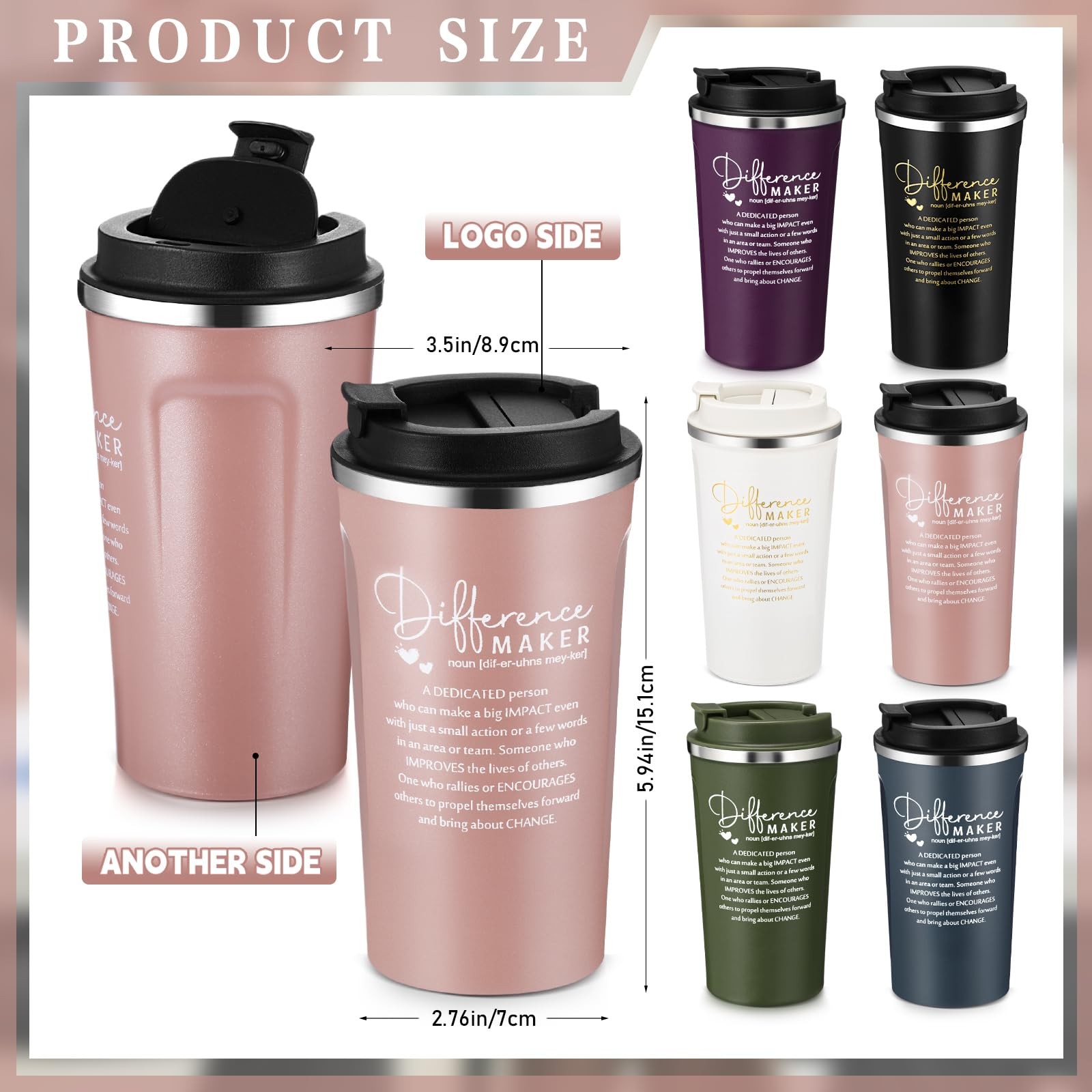 18 Pcs Difference Maker Gifts 17 oz Coffee Mug Tumbler A5 Leather Journal wit…