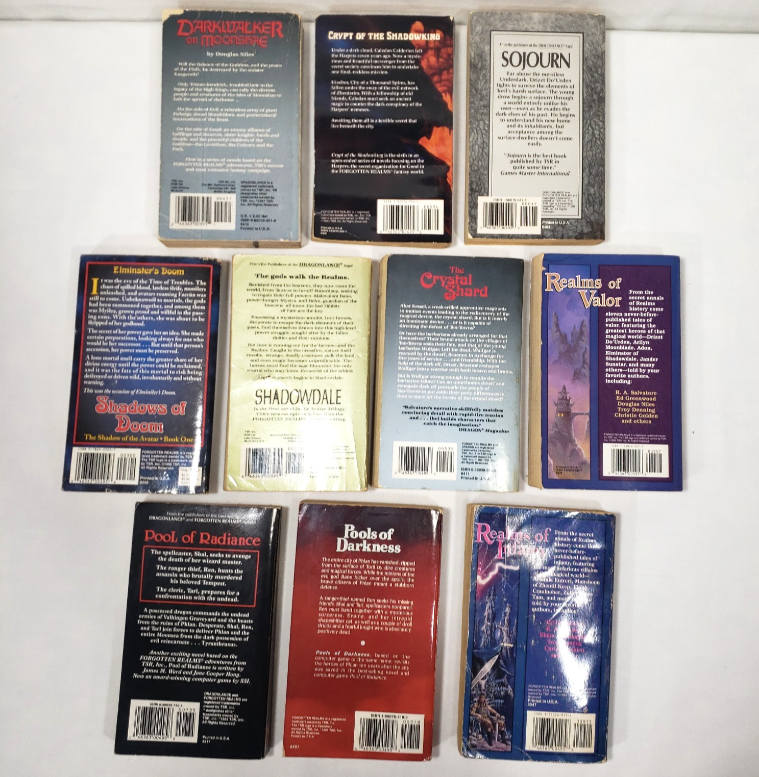Forgotten Realms Books Lot 10 Vintage Novels TSR Legend Of Drizzt R A Salvatore