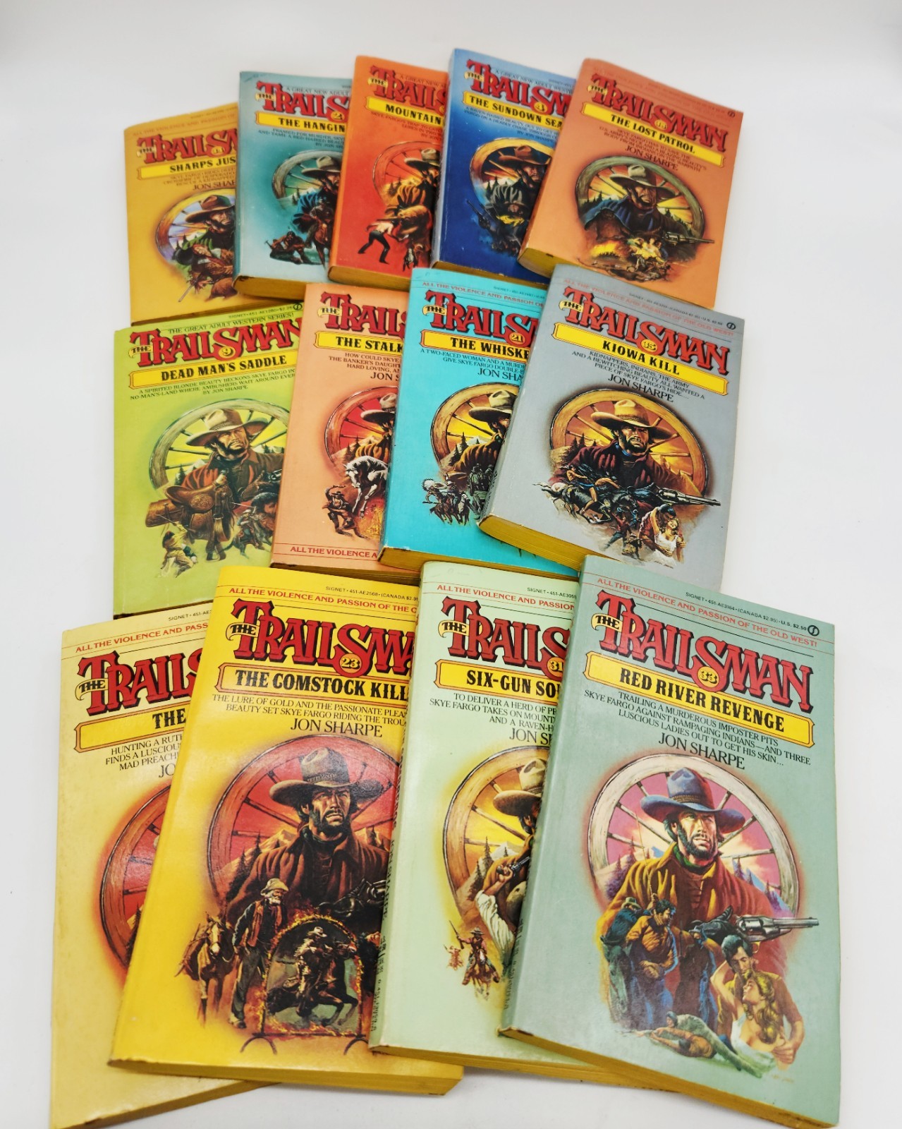Jon Sharpe lot of 13 different Western paperback books from The Trailsman Series
