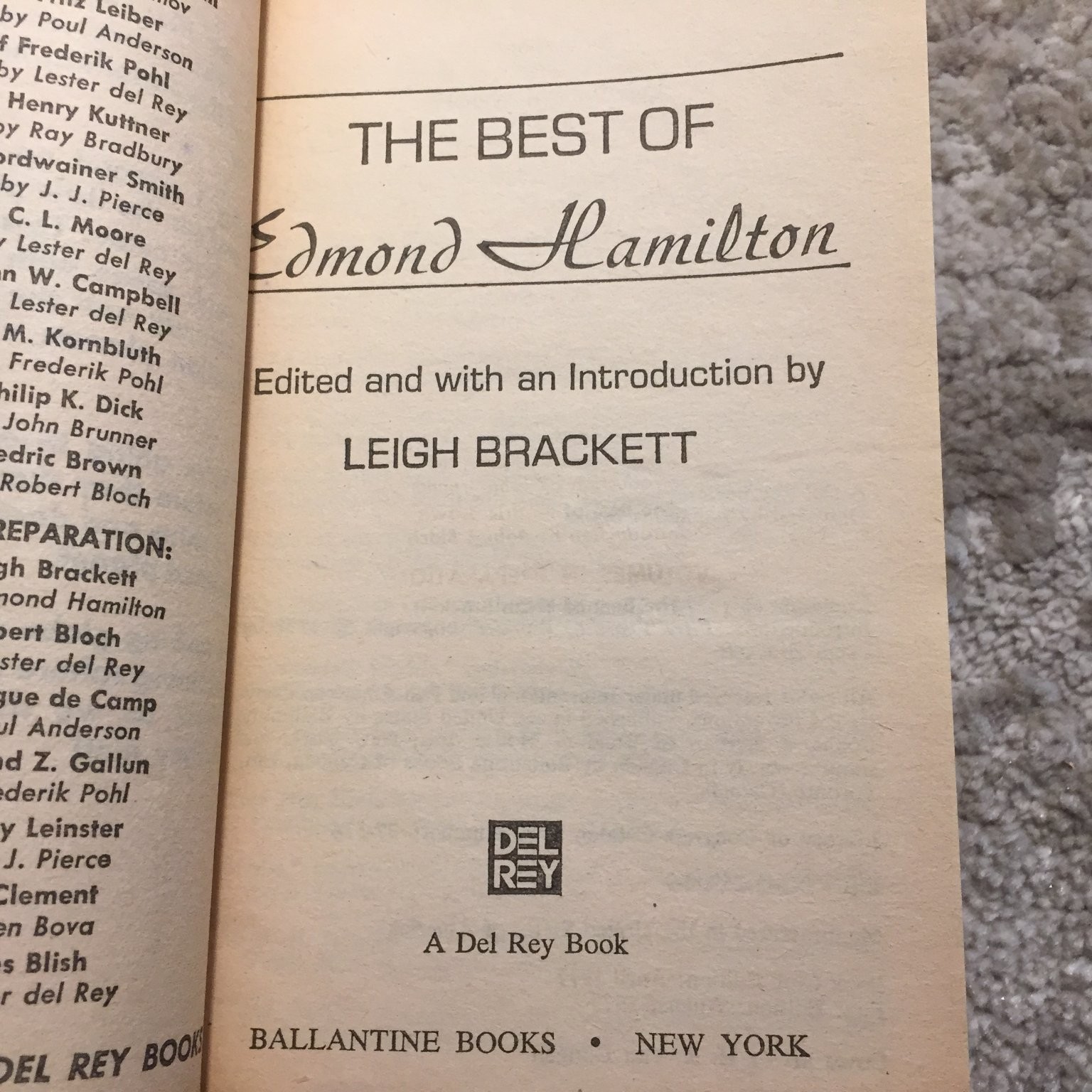 Best of Edmond Hamilton Leigh Brackett 1977 Science Fiction Del Rey Book PB SF