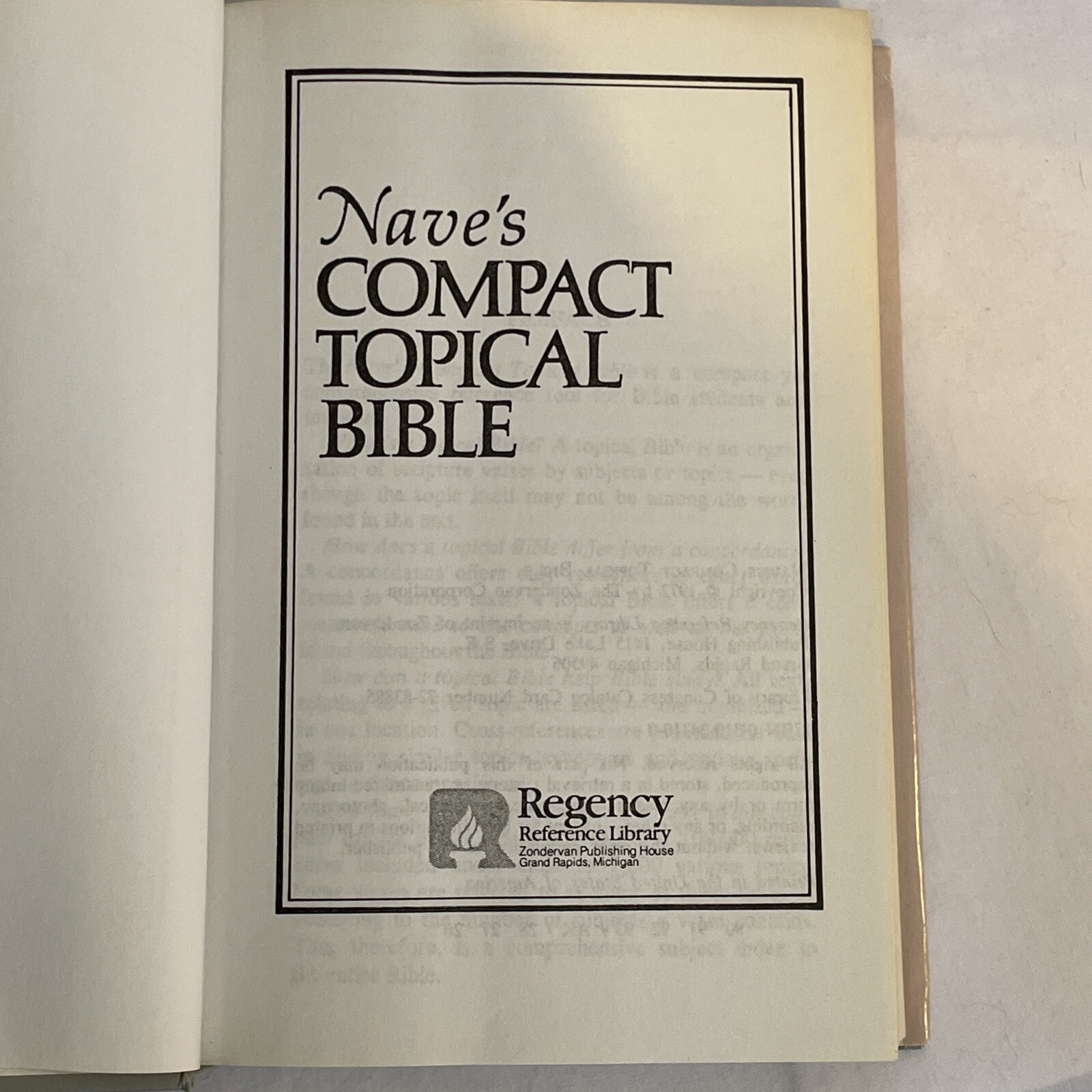 Nave’s Compact Topical Bible 1972 Regency Reference Library Zondervan HB Dust Ja