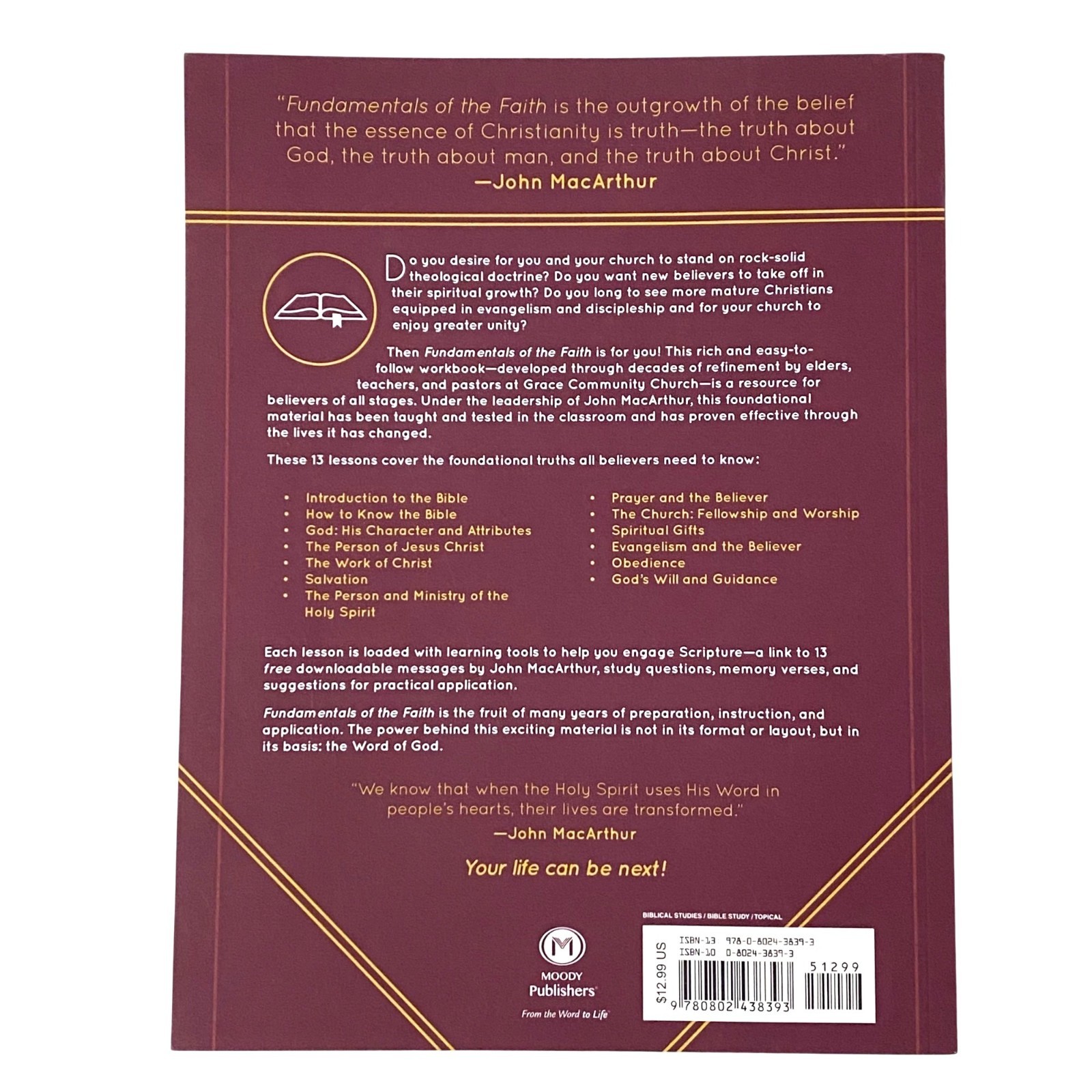 Fundamentals of the Faith Paperback Workbook John MacArthur Discipleship Bible