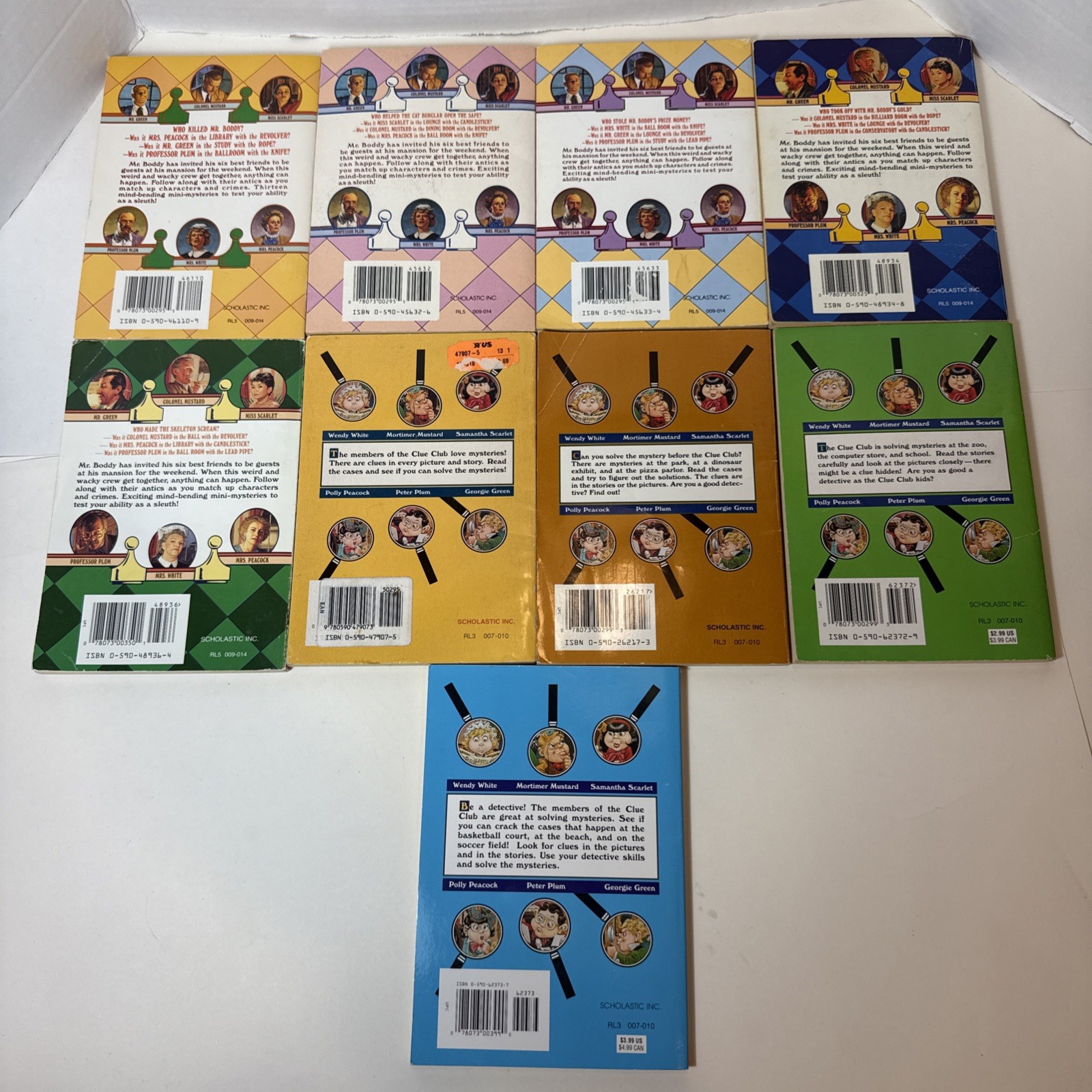 Lot of 9 Vtg. CLUE (1,3,4,8,10) & CLUE Jr. (1,3,5,6) A.E Parker Books 1990s