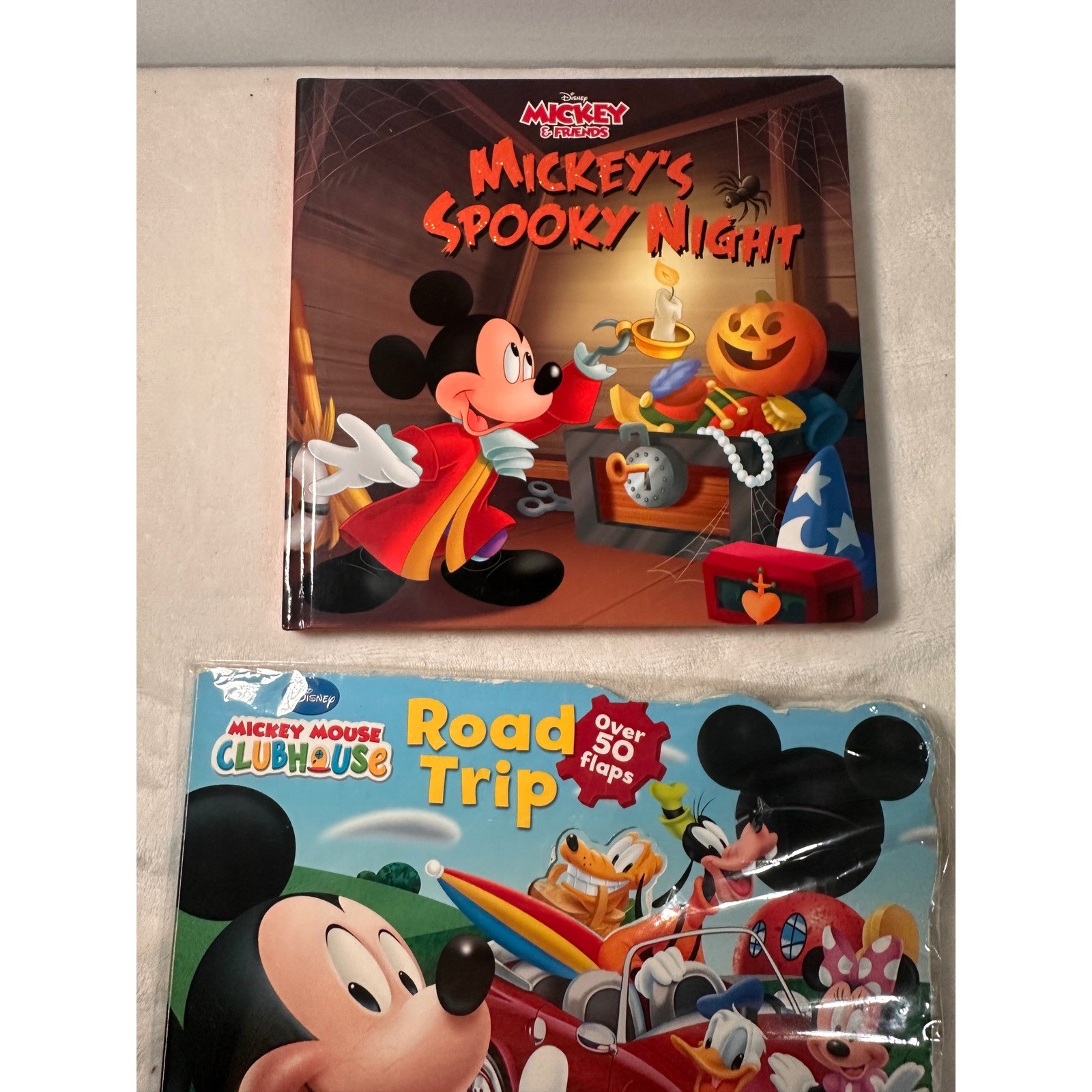 Disney Mickey Mouse Book Bundle Spooky Night & Clubhouse Road Trip Lift-the-Flap