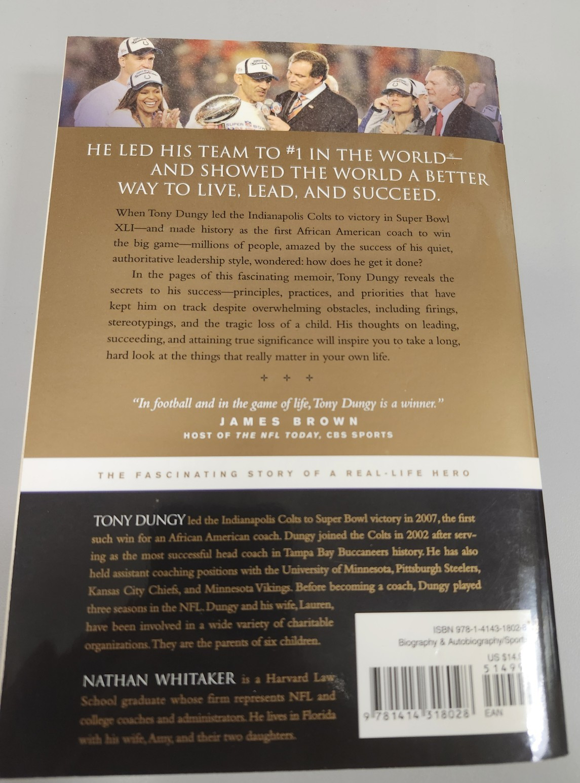 Quiet Strength, Tony Dungy, Trade PB, Signed