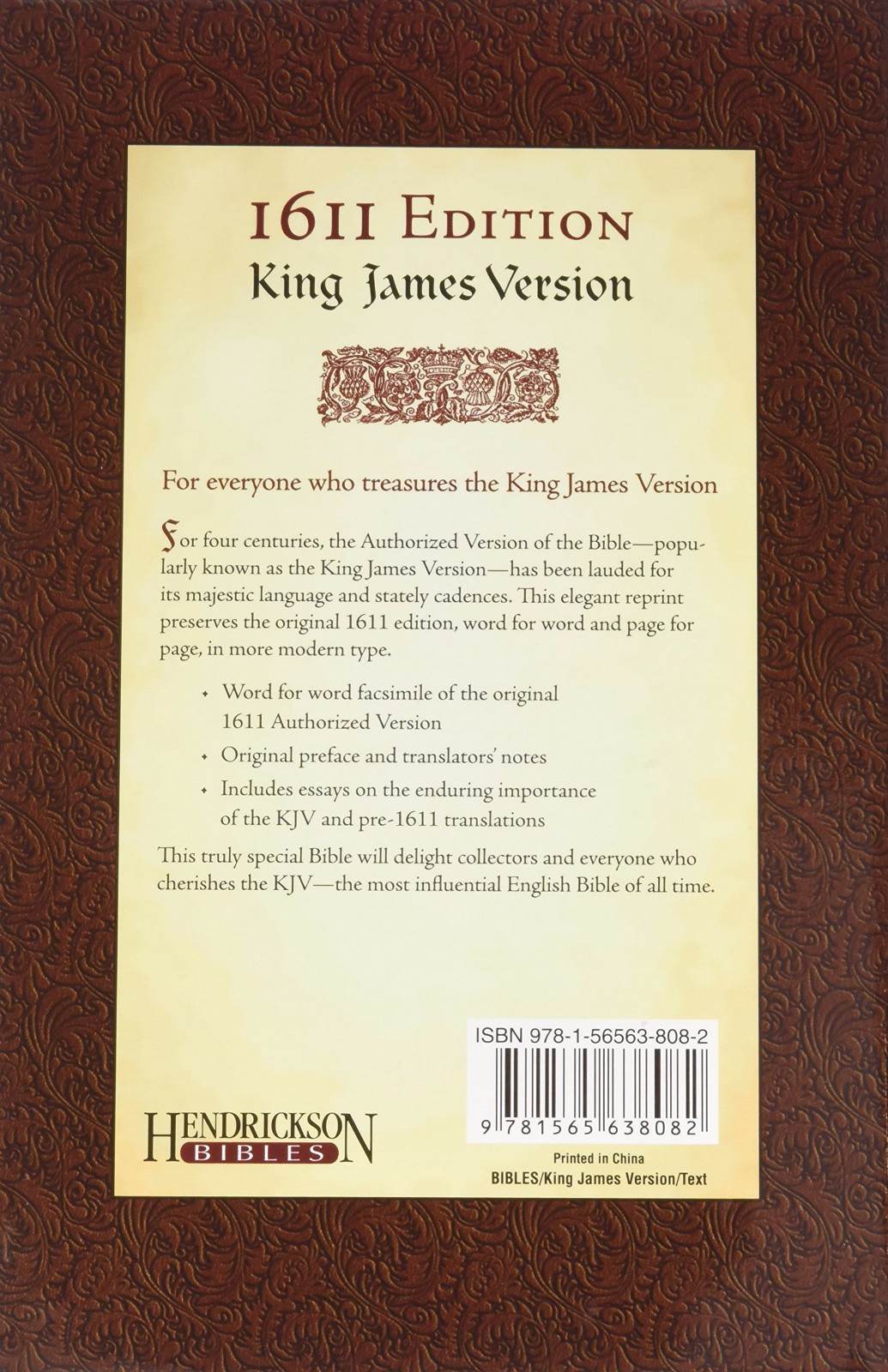 The Holy Bible King James Version KJV 1611 Edition With Apocrypha / Hardcover