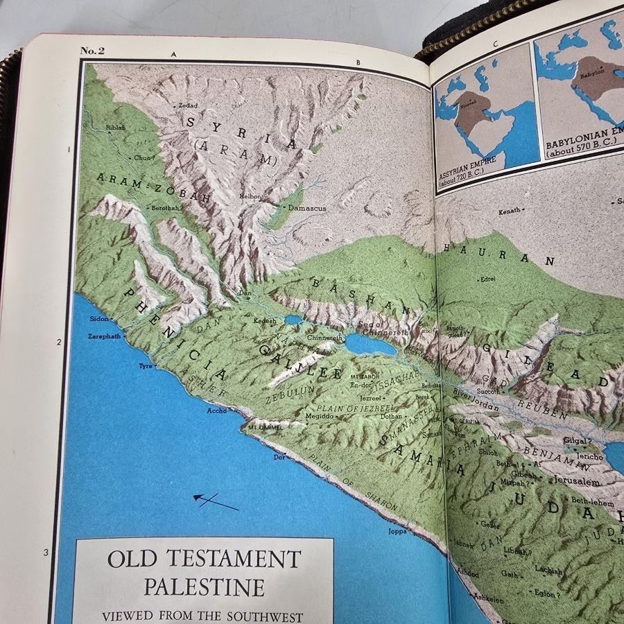 Holy Bible KJV King James Black Zippered Leather Maps 1963 Am Bible Society Vtg