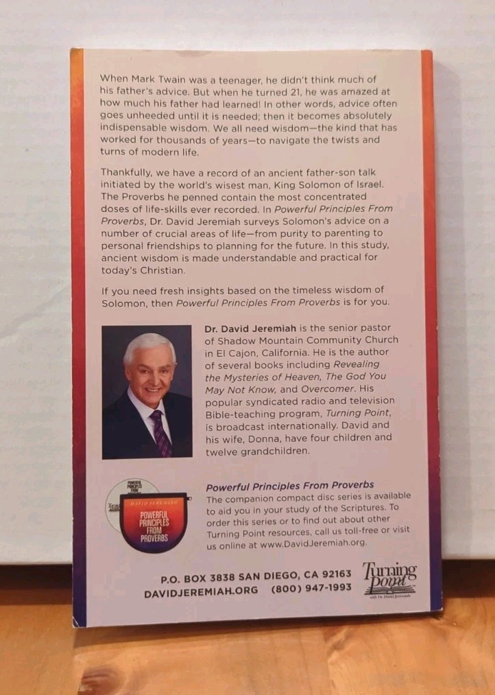 Powerful Principles from Proverbs Study Guide by David Jeremiah 2018 PB VG!